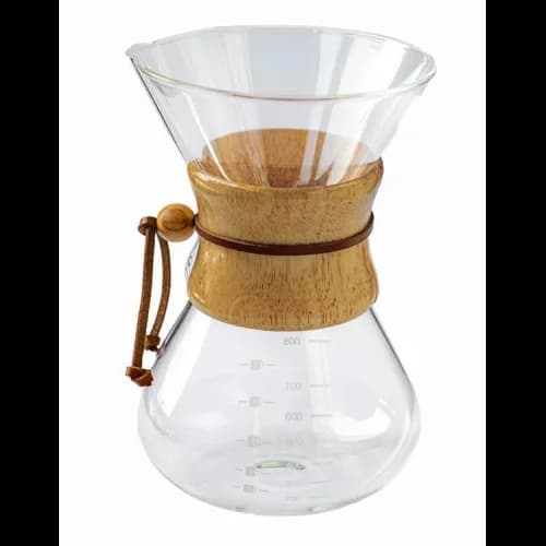 Chemex Stil Şüşə Qəhvə Dəmləyici – Taxta Boyunlu (600 ml)