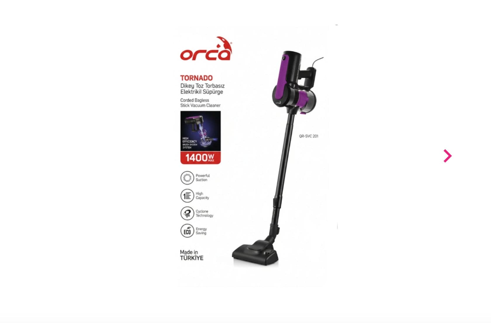 Vertikal tozsoran Orca TORNADO 1400W güclü siklon, Türkiyə istehsalı - MXM0127103