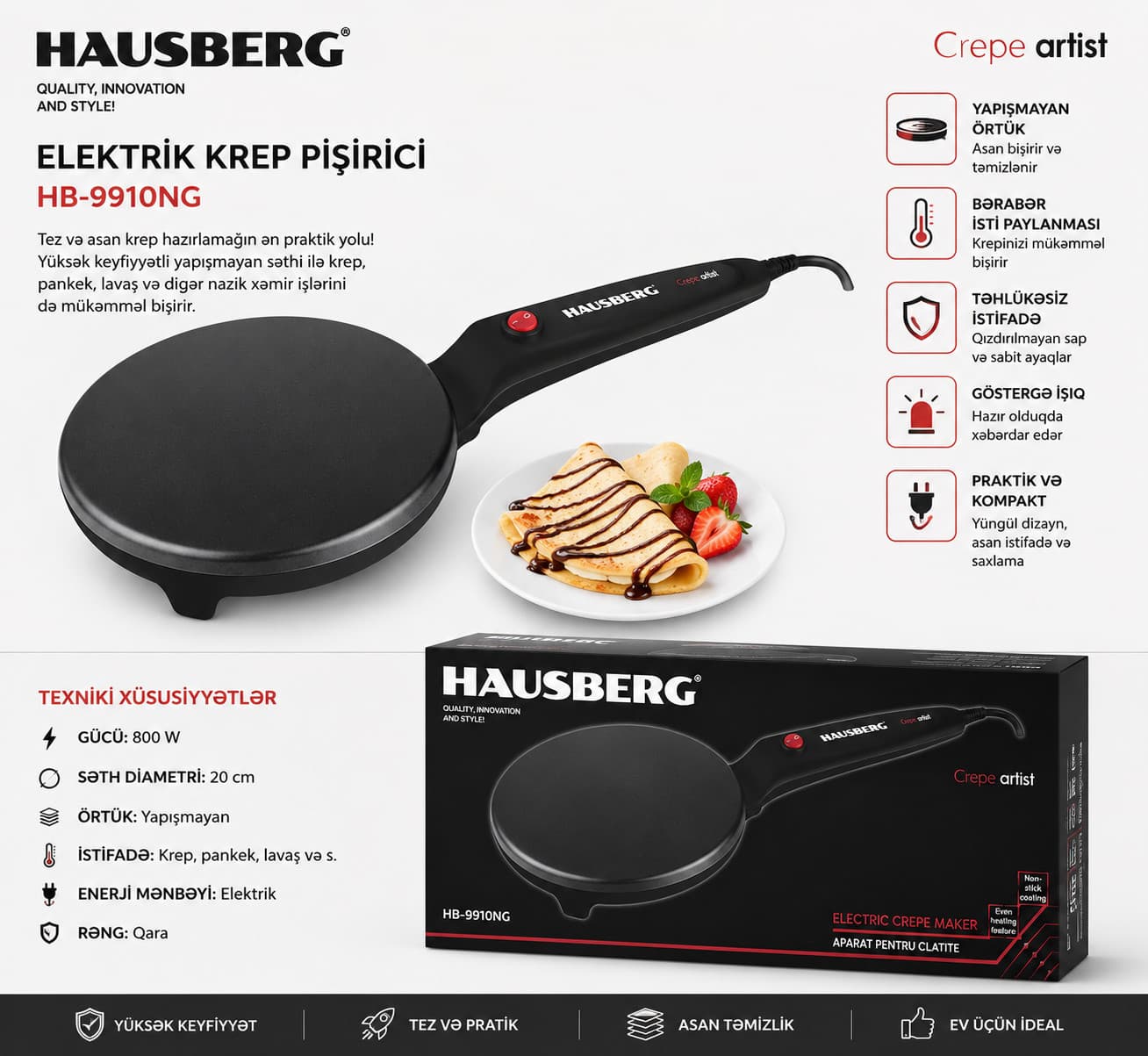 Blin cihazı Hausberg HB-9910NG Black