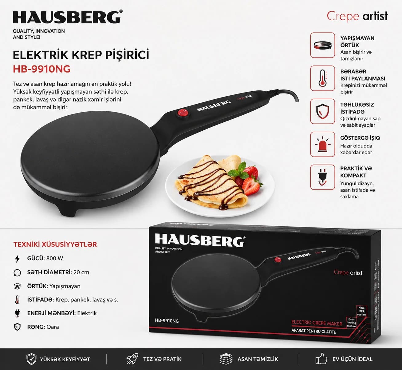 Blin cihazı Hausberg HB-9910NG Black