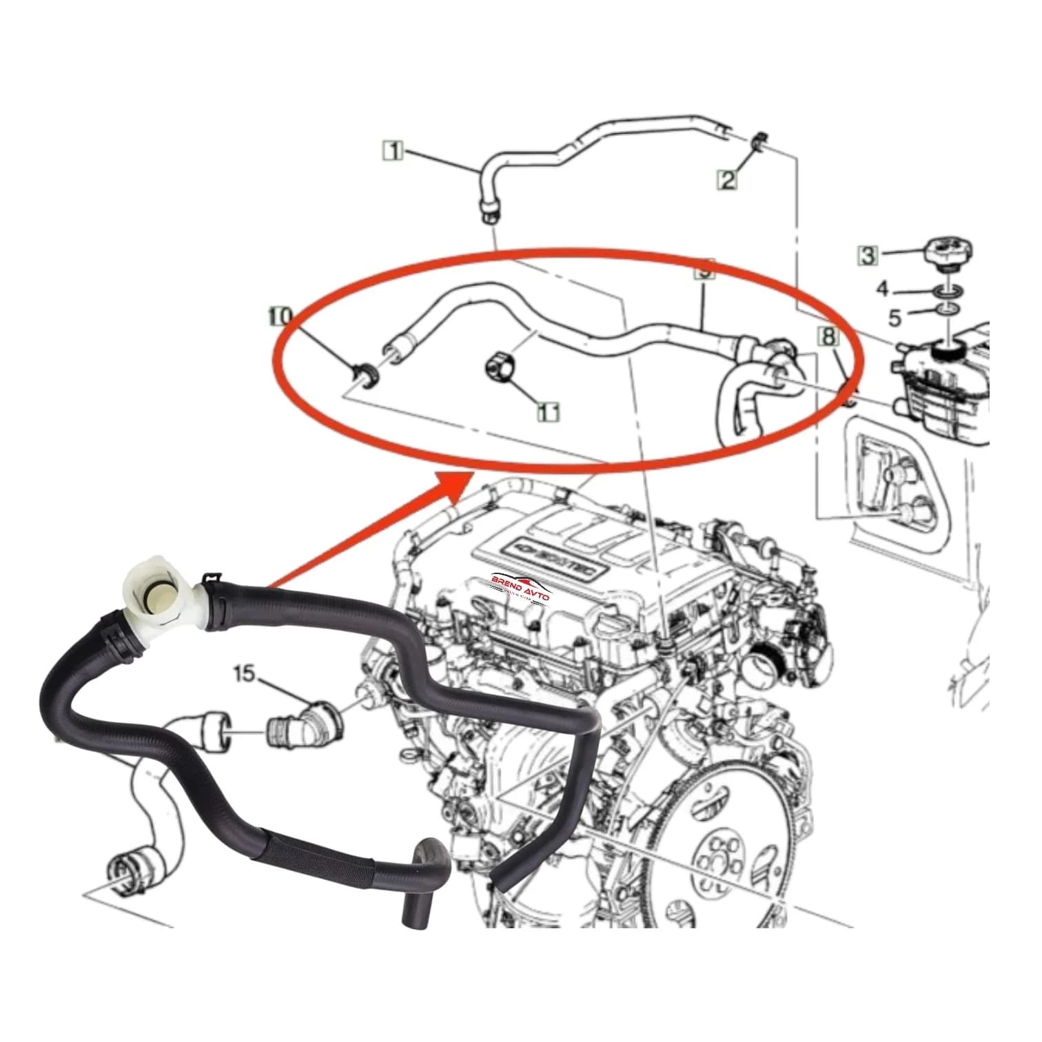 Radiator üçün qol borusu 1818499 13251465 94543097 95079921 Chevrolet Cruze 1.4 Turbo 2009-2015 üçün — şəkil 3