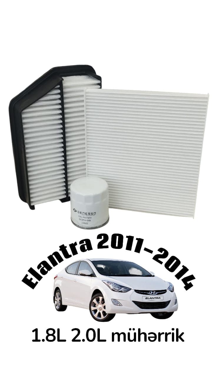 Dəst hava filtri + yağ filtri + salon filtiri Hyundai Elantra 2011-2014 1.8/2.0 l üçün