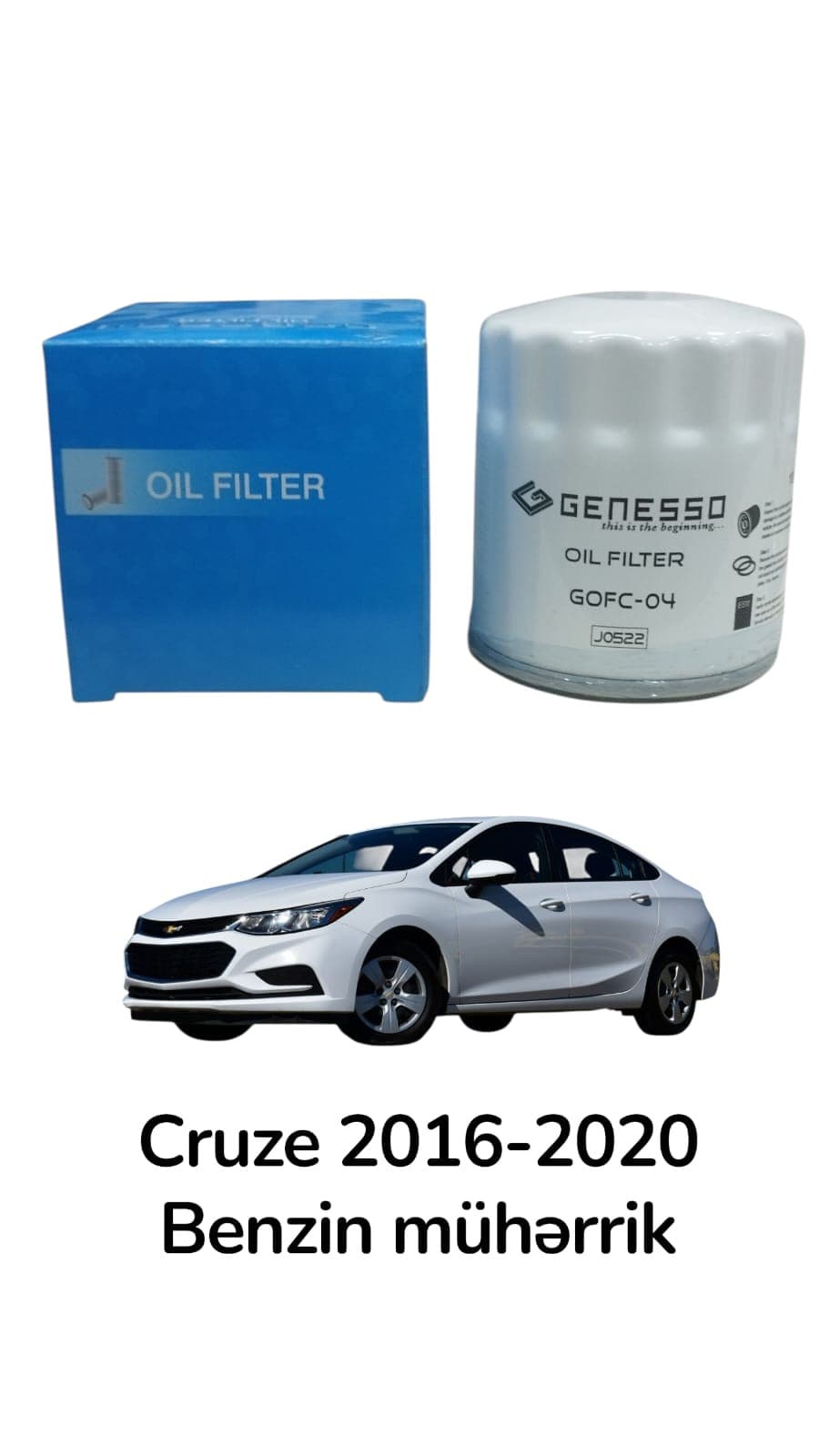 Yağ filtri benzin mühərriklər Chevrolet Cruze 2016-2020 üçün 650189 12674698