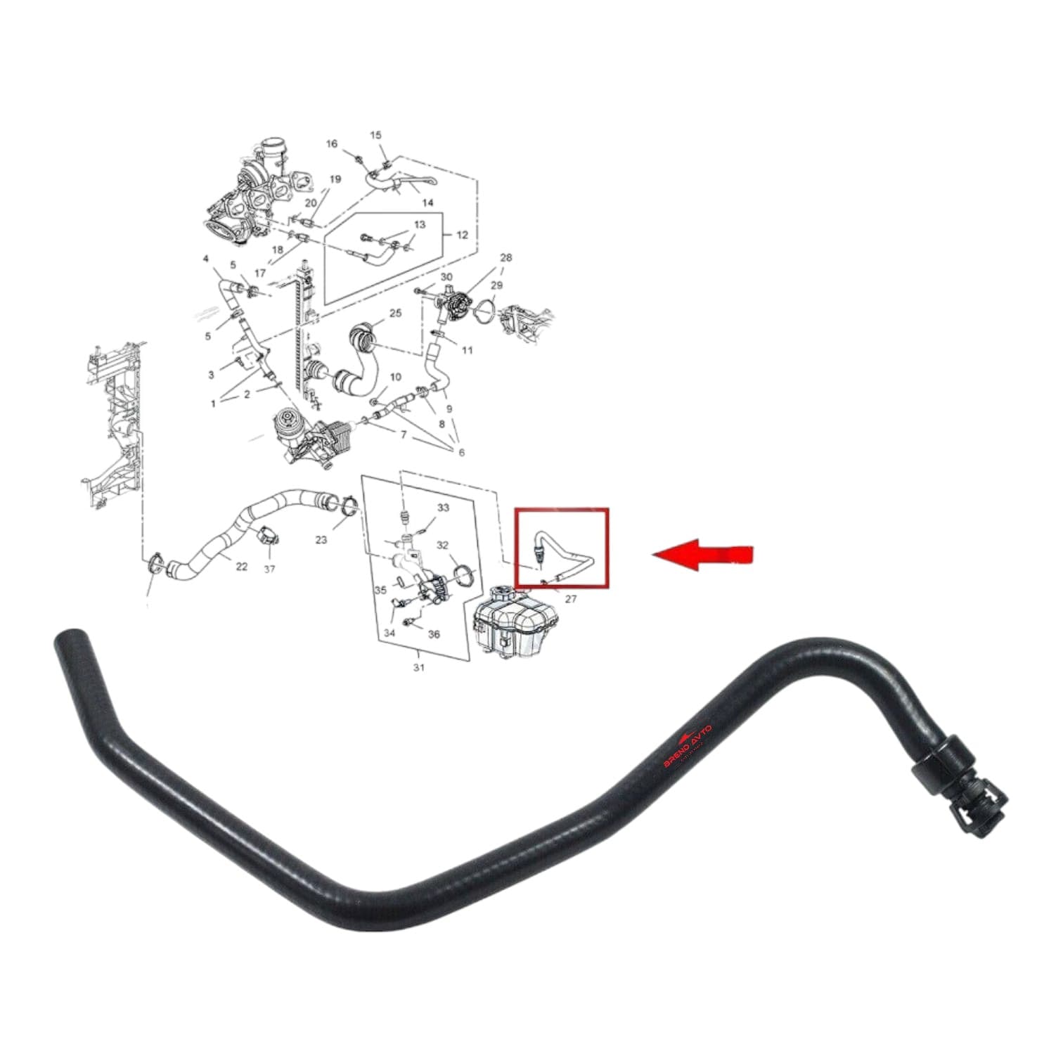Soyutma sistemi üçün qol borusu 1336360 13251447 Chevrolet Cruze 1.4 Turbo 2009-2015 üçün — şəkil 2
