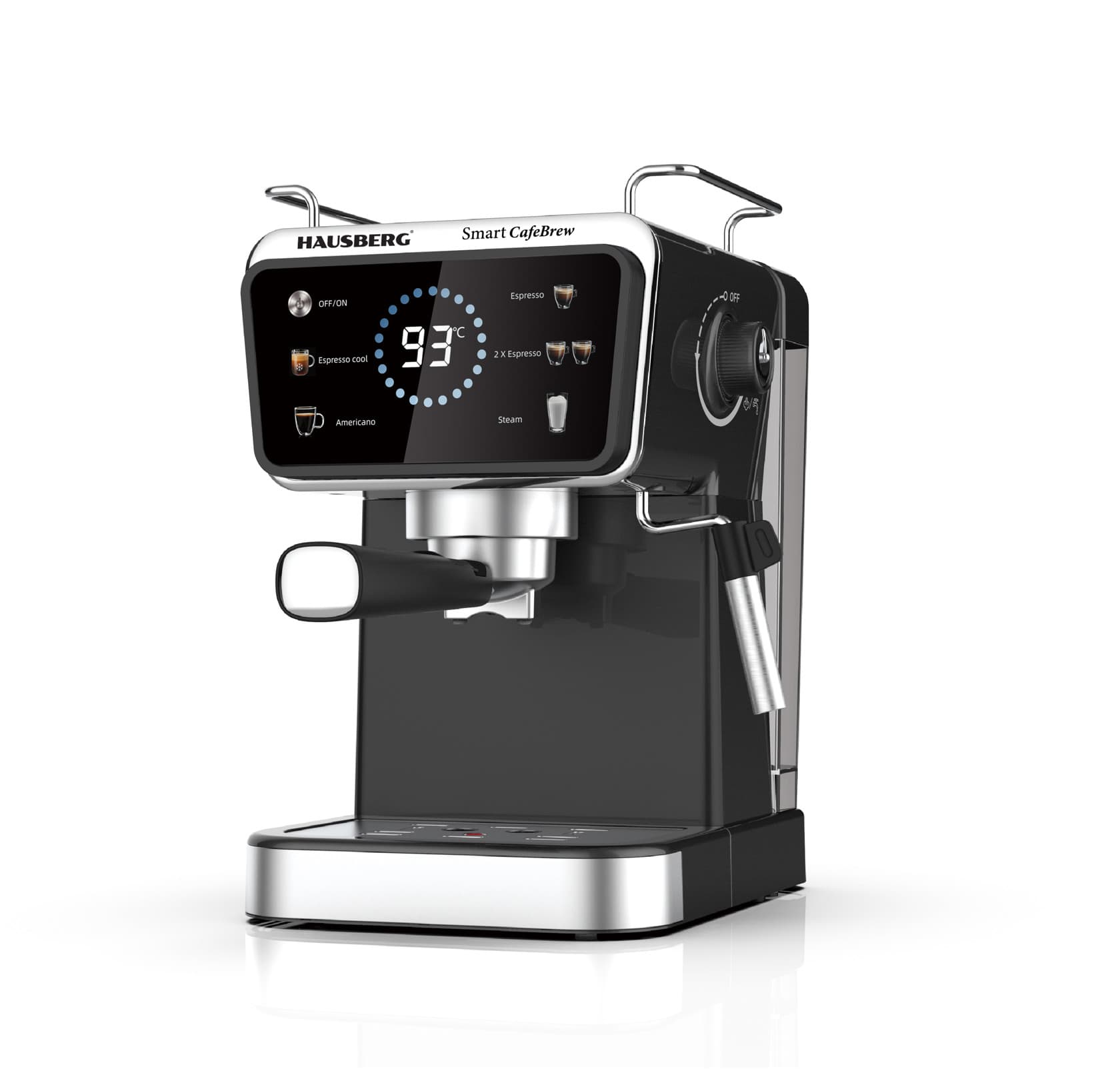 Qəhvə maşını Hausberg HB-3730 ELH, Espresso/Kapsullar, 1350 Vt, 1.5 l, Qara