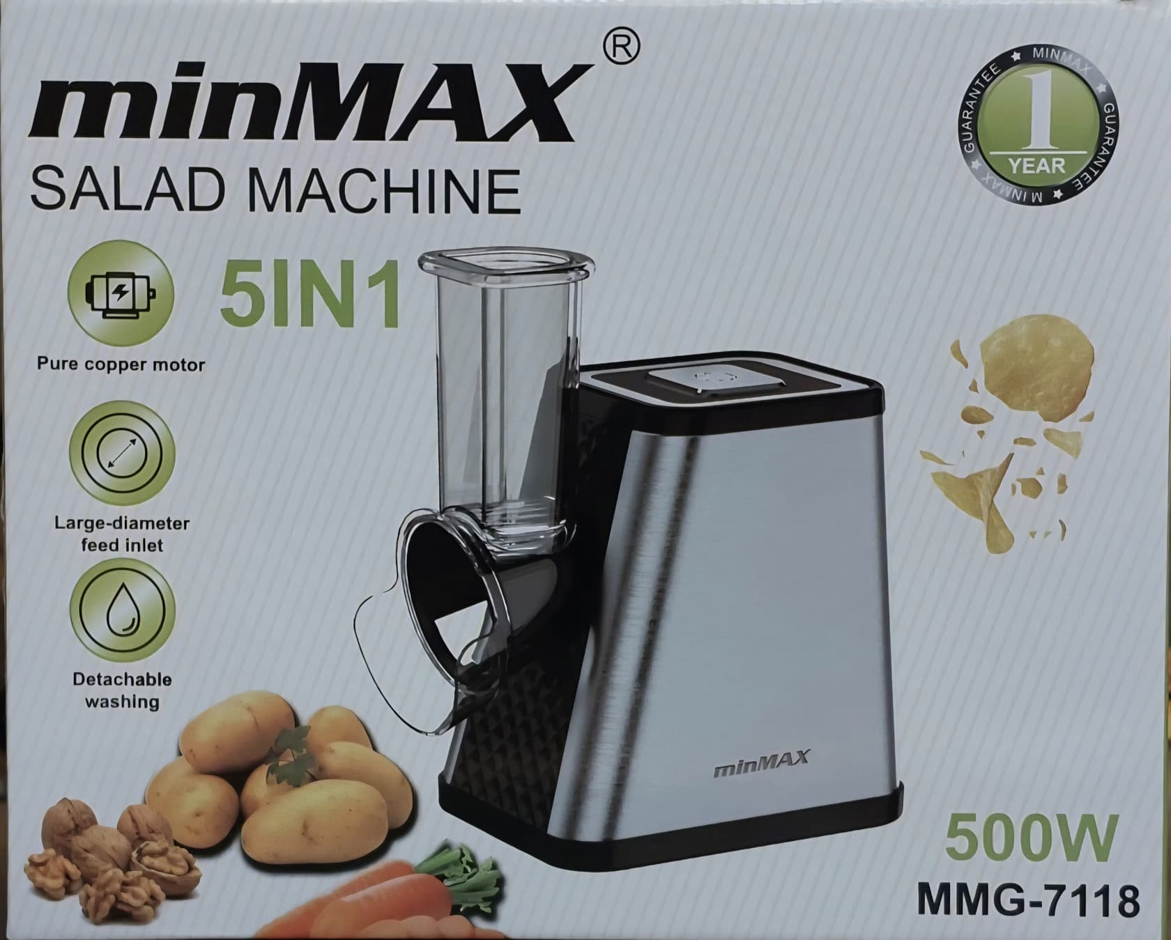 Tərəvəz doğrayan MinMax MMG-7118 500 Vt, plastik, gümüşü