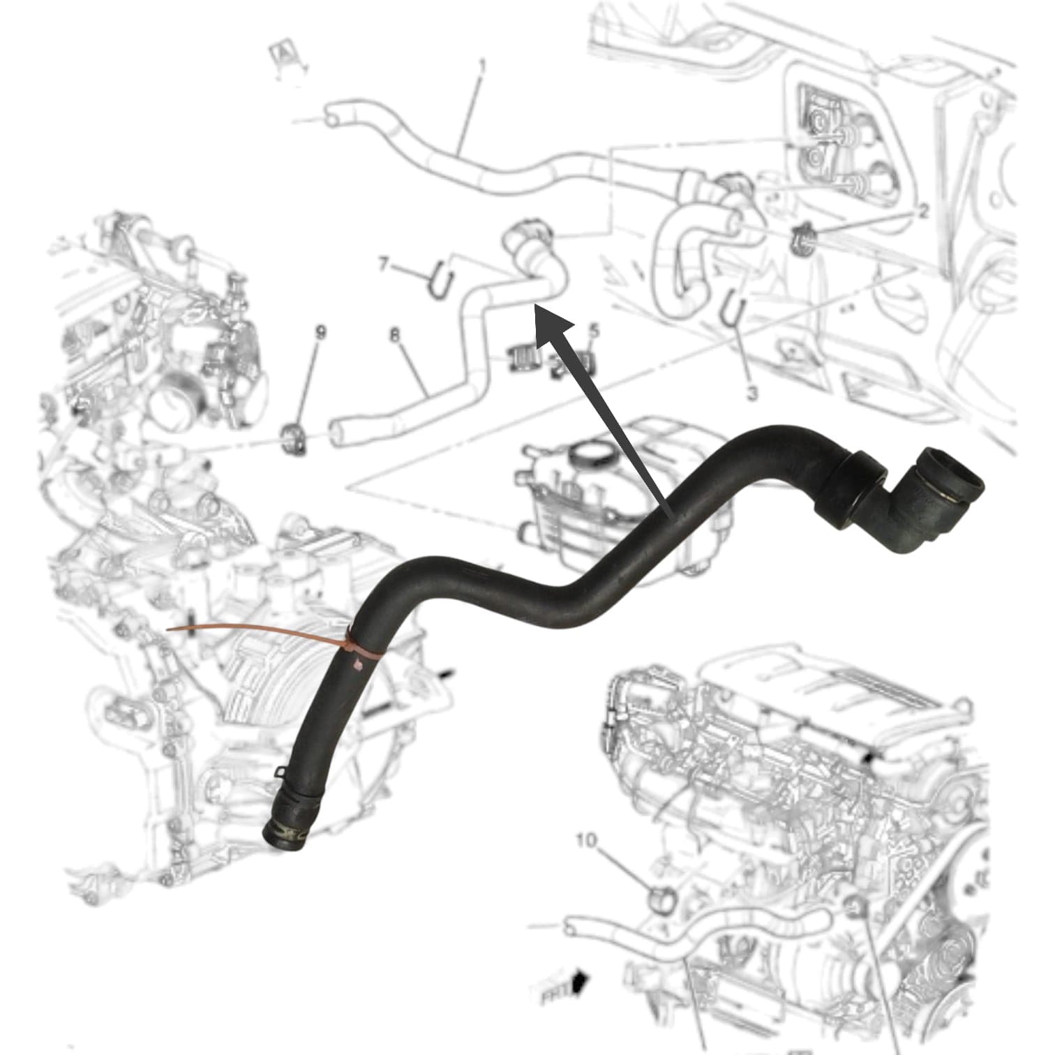 Radiator üçün qol borusu 13251453 1818493 42553461 Chevrolet Cruze 1.4 Turbo 2009-2015 üçün — şəkil 2