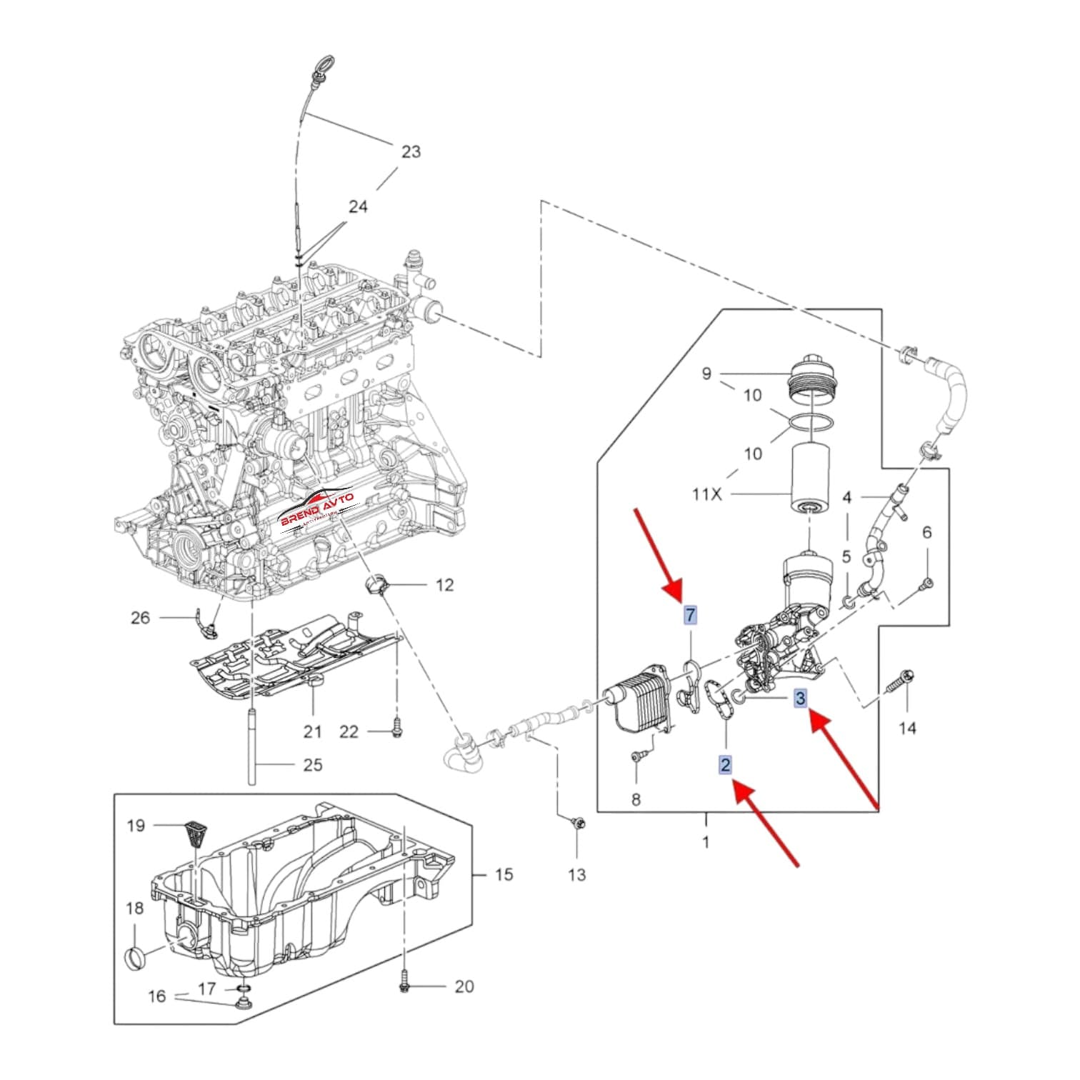 Yağ radiatoru üçün araqat dəsti 650039 650040 55565385 650037 Chevrolet Cruze 2009-2015 üçün 650039 650040 55565385 650037 — şəkil 2