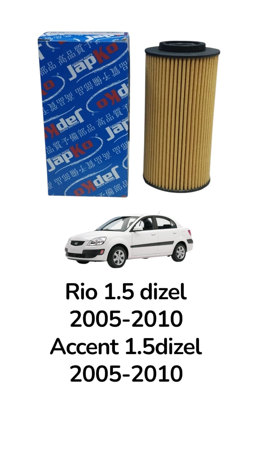 Yağ filtri Japko Kia Rio 1.5 dizel 2005-2010, Hyundai Accent 1.5 dizel 2005-2010 üçün