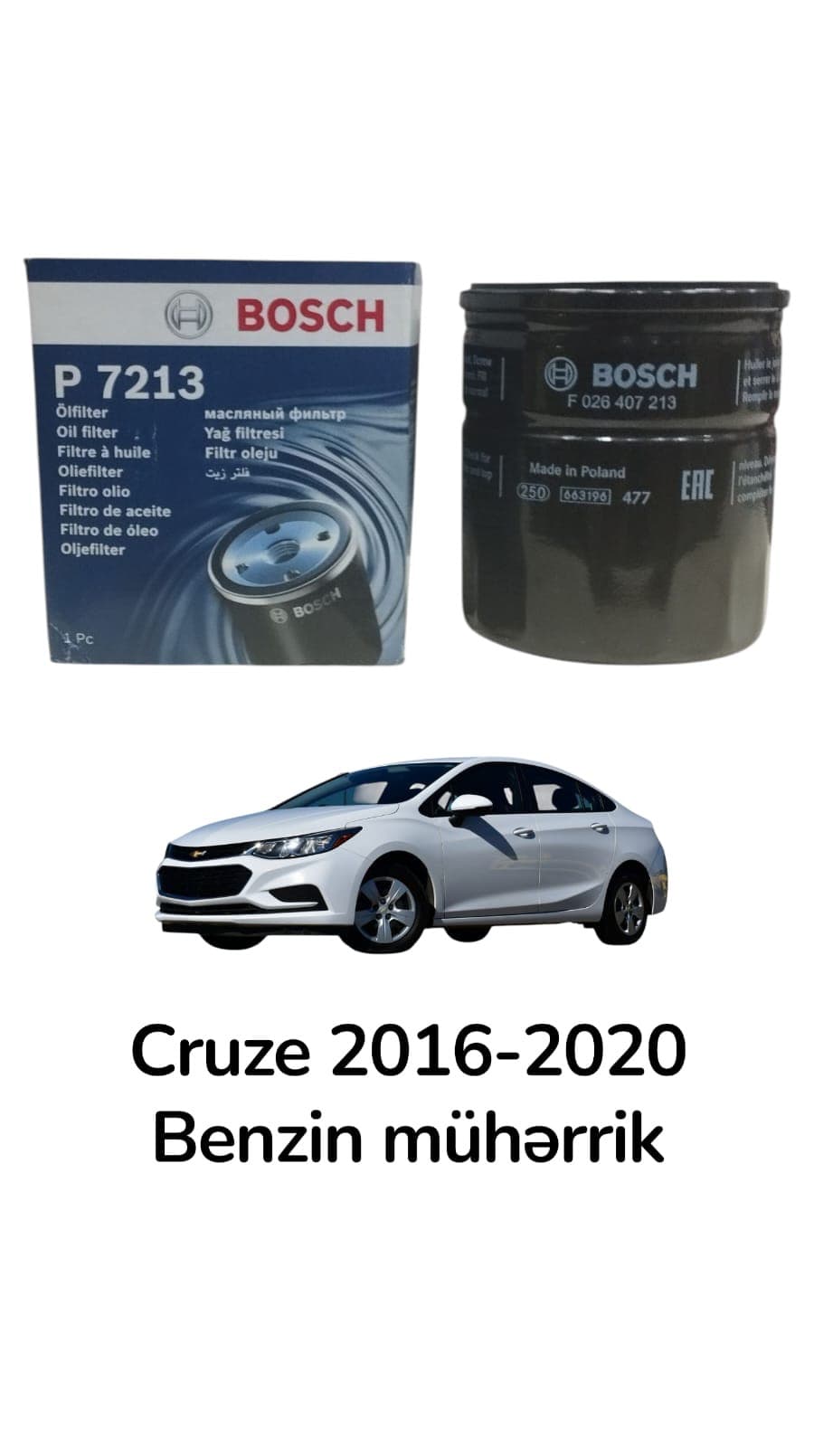 Chevrolet Cruze 2016-2020 Benzin mühərrik yağ filtiri