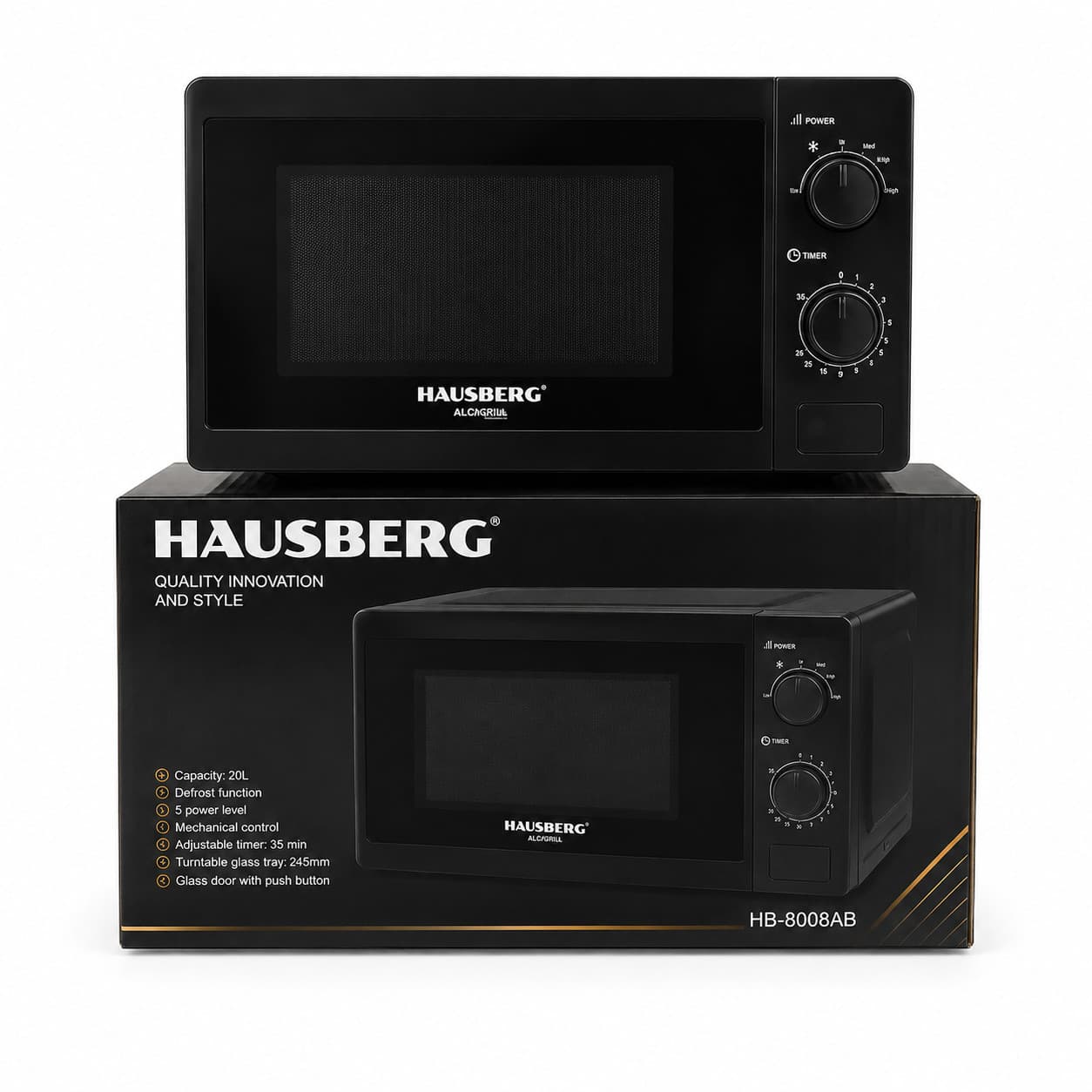 Mikrodalğalı soba Hausberg HB-8008AB 20 l 700 W qara.