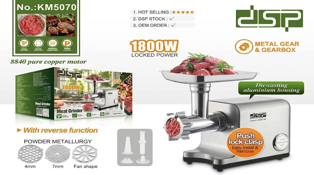 DSP KM5070 Güclü 1800 Vt Ətçəkən Maşın Professional Mətbəx Köməkçisi — şəkil 2