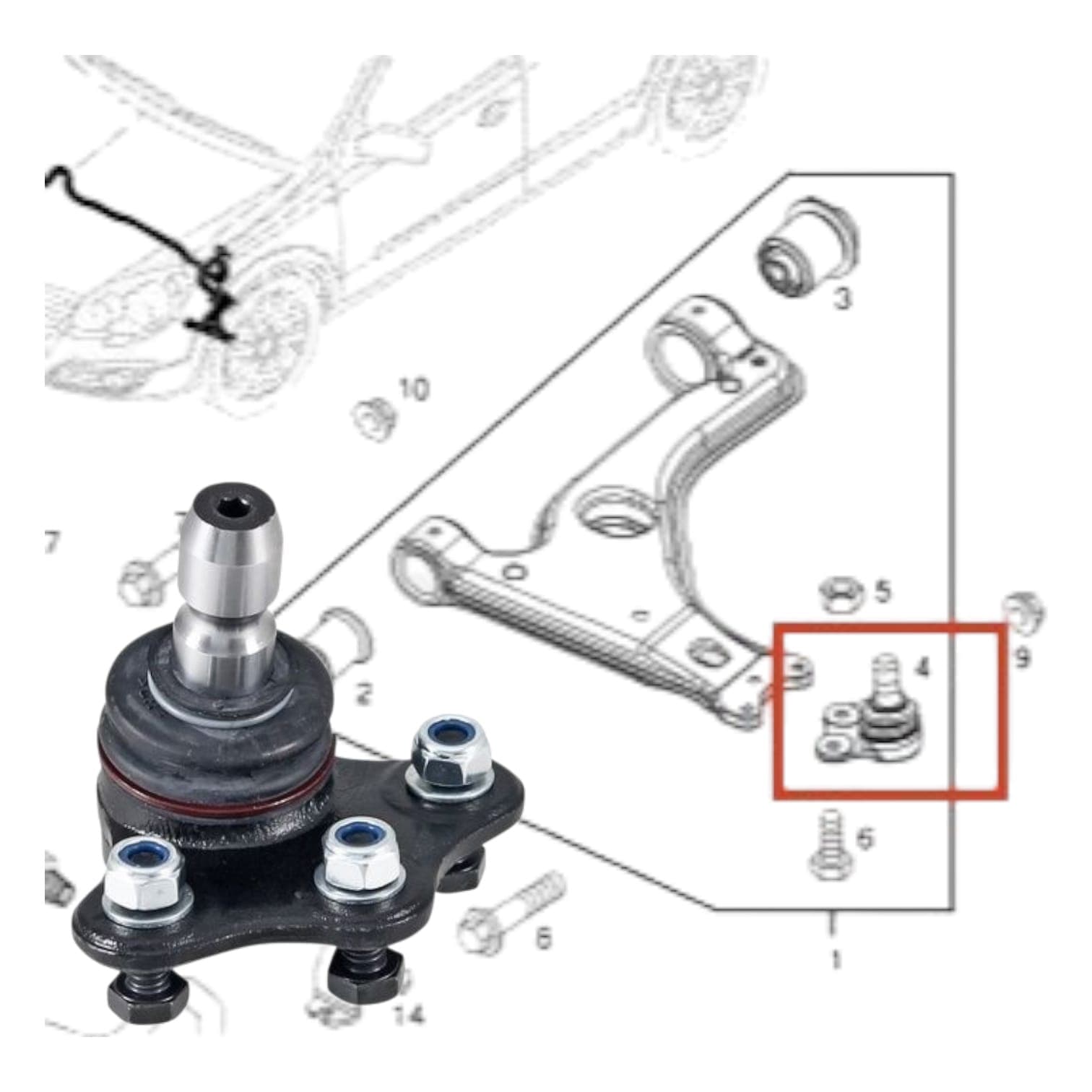 Kürəvi birləşmə 352800 352830 90542995 Opel Astra H 2003-2010/Opel Vectra B 1998-2002 üçün — şəkil 2