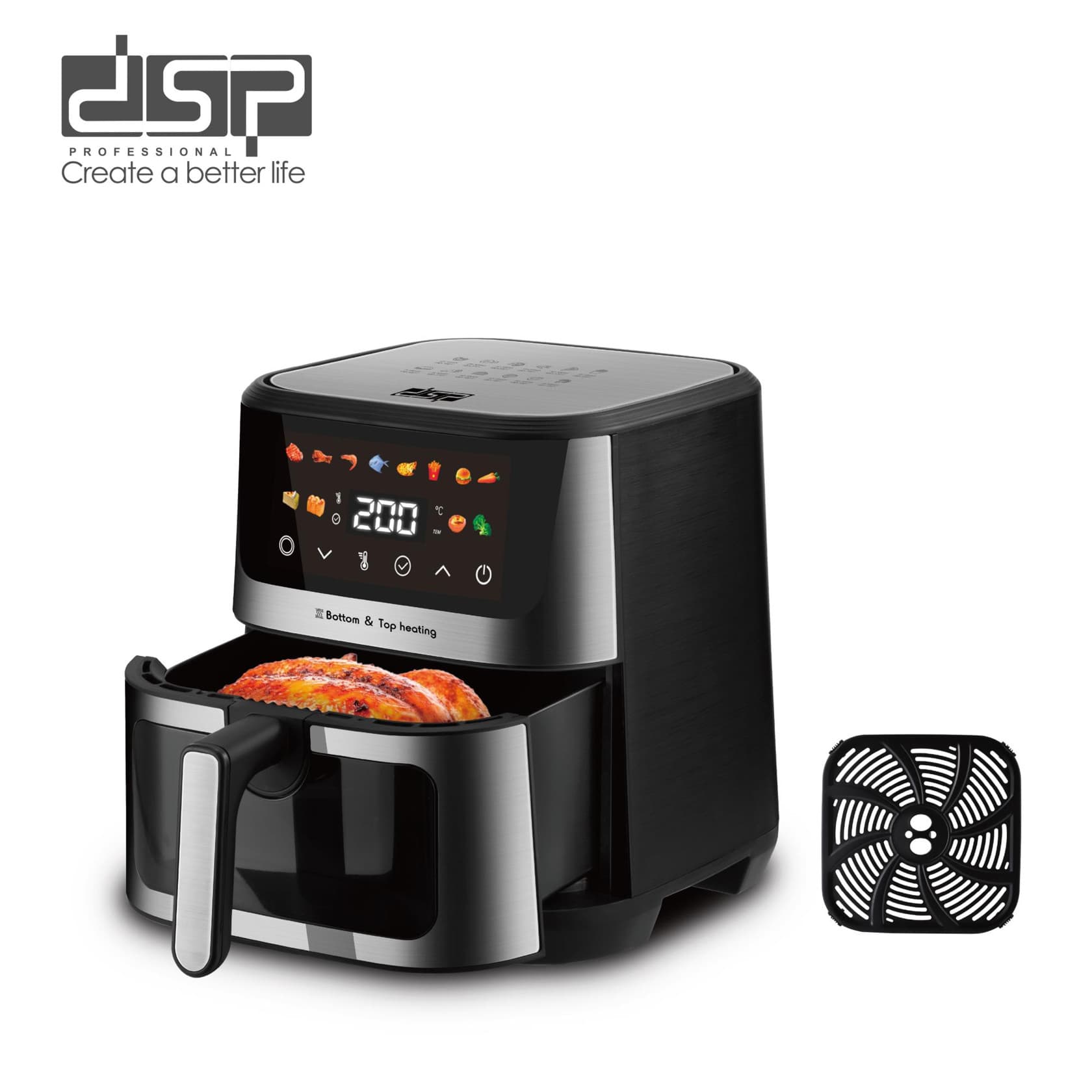 Aerofritür DSP KB2173 LRD 9 l 1600 W qara