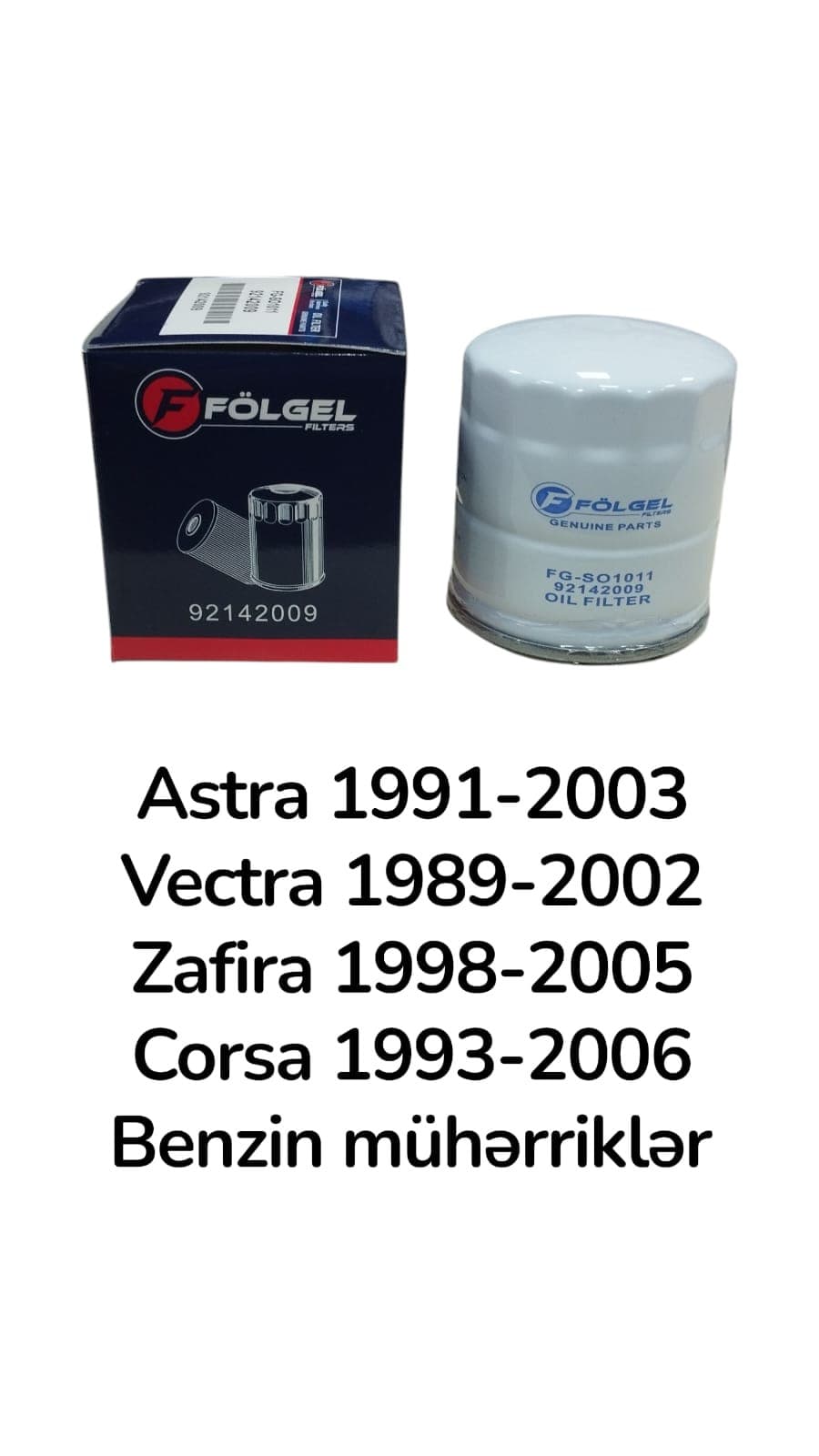 Yağ filtri Opel 2003 ilinə qədər bütün Benzin motorlar üçün