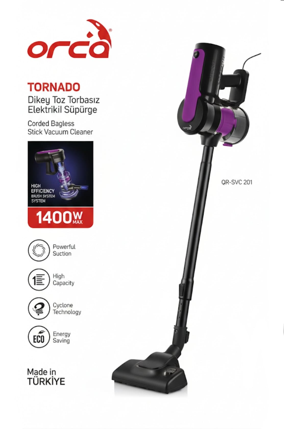 Vertikal tozsoran Orca Tornado 1400watt QR-SVC 201