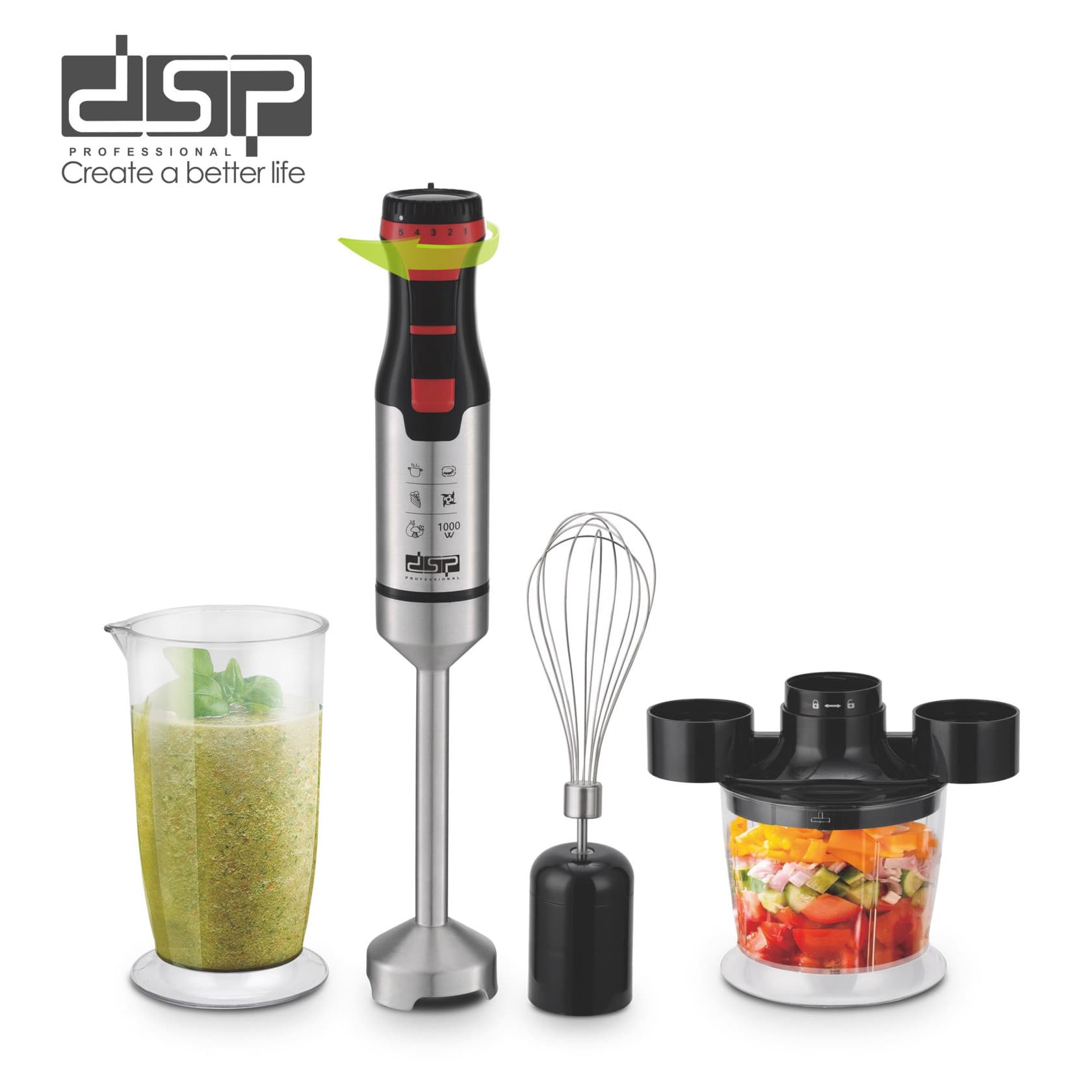 Blender DSP, KM1157 LRD, salınma, 1000 Vt, 0.7 L, gümüşü