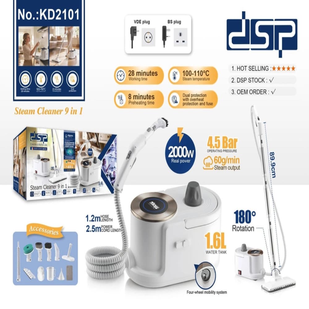 Buxar təmizləyicisi DSP KD2101 LORD 2000 Vt Buxar ilə 9 Ağ