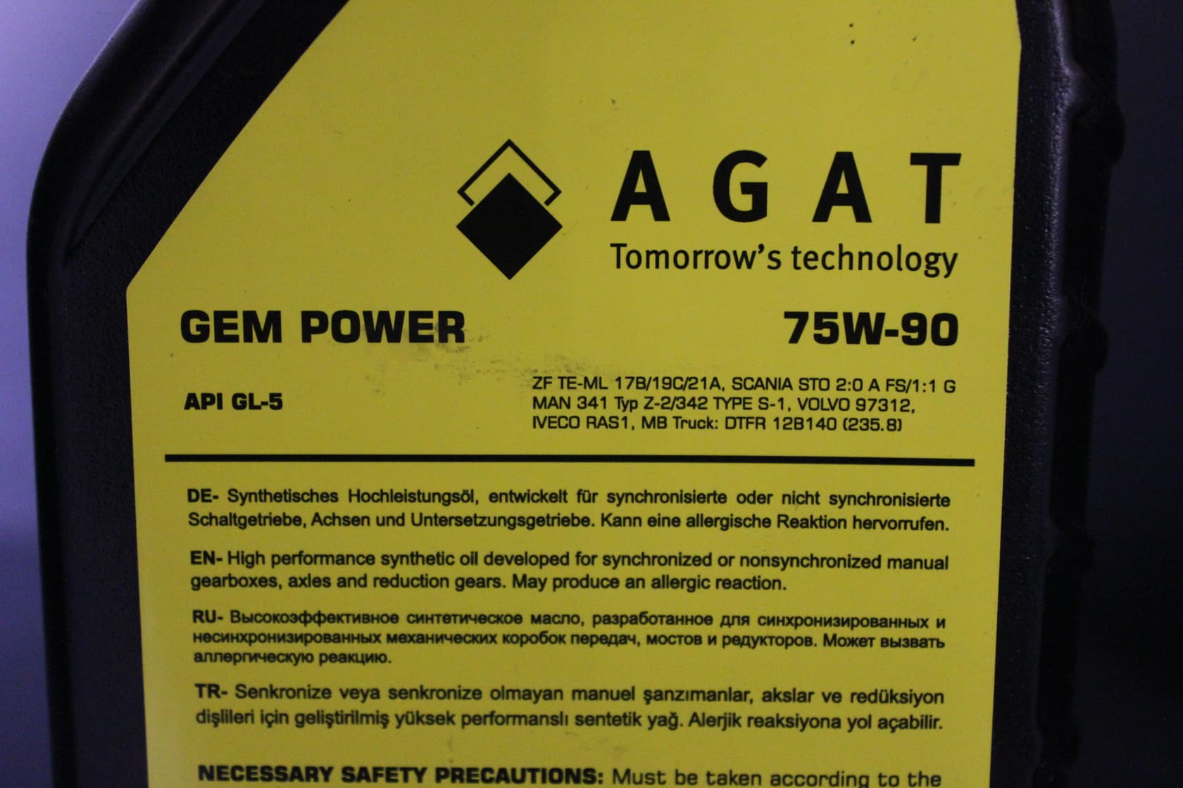 Transmissiya yağı Agat Gem Power 75W-90 1L — изображение 3