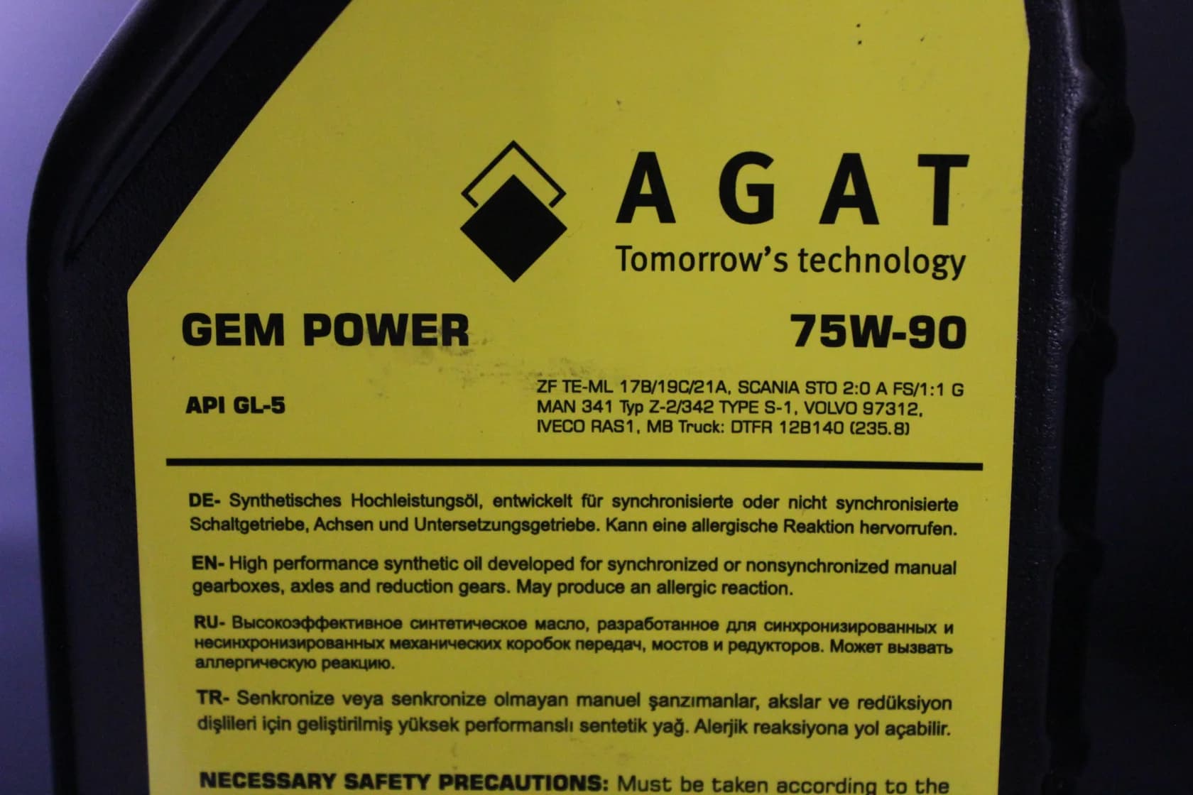 Transmissiya yağı Agat Gem Power 75W-90 1L — şəkil 3