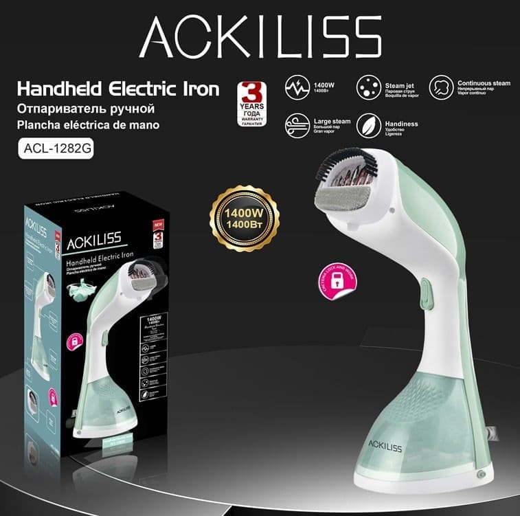 Əl buxarlayıcısı Ackiliss ACL-1282, 1400 Vt, yaşıl — изображение 2