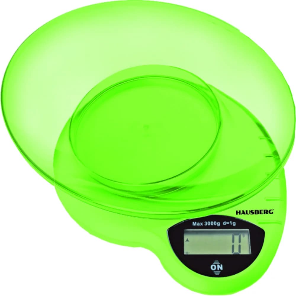 Elektron mətbəx tərəzisi Hausberg HB-6015 ELH 3 kq plastik yaşıl