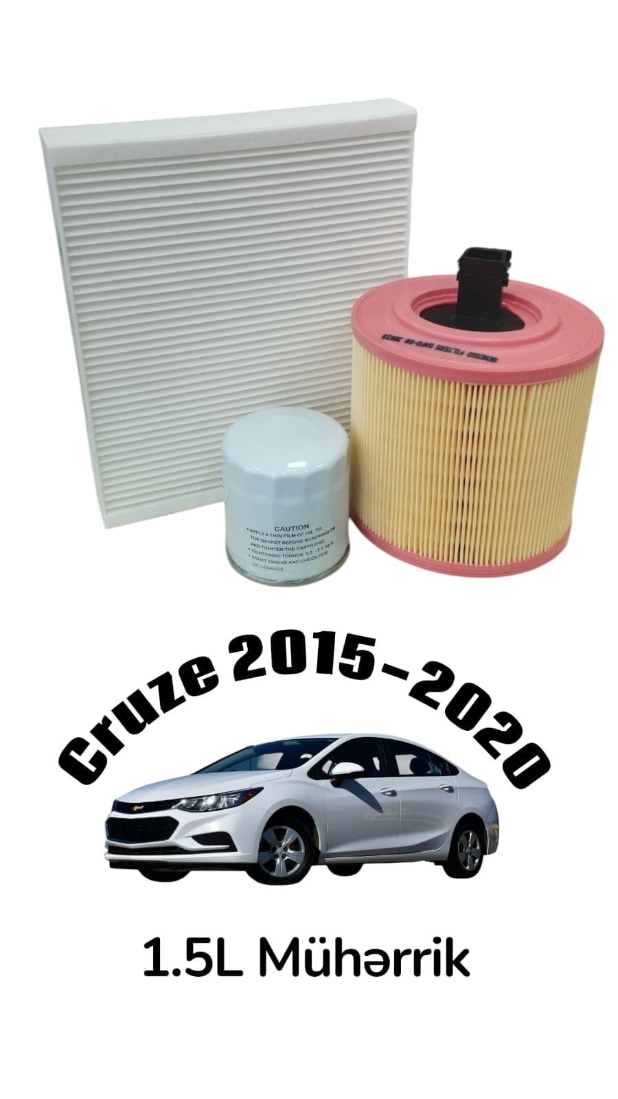 Dəst hava filtri + yağ filtri + salon filtri Chevrolet Cruze 2015–2020 1.5 L üçün