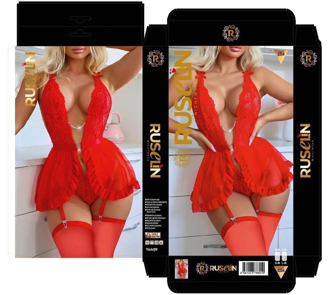 Büsthalter dəsti, qırmızı, poliester, ölçü L/XL