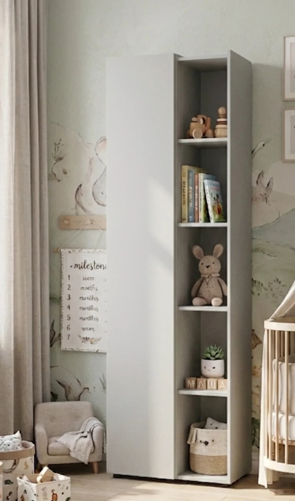 Şkaf 6810, boz, laminat, 190x80x45 sm