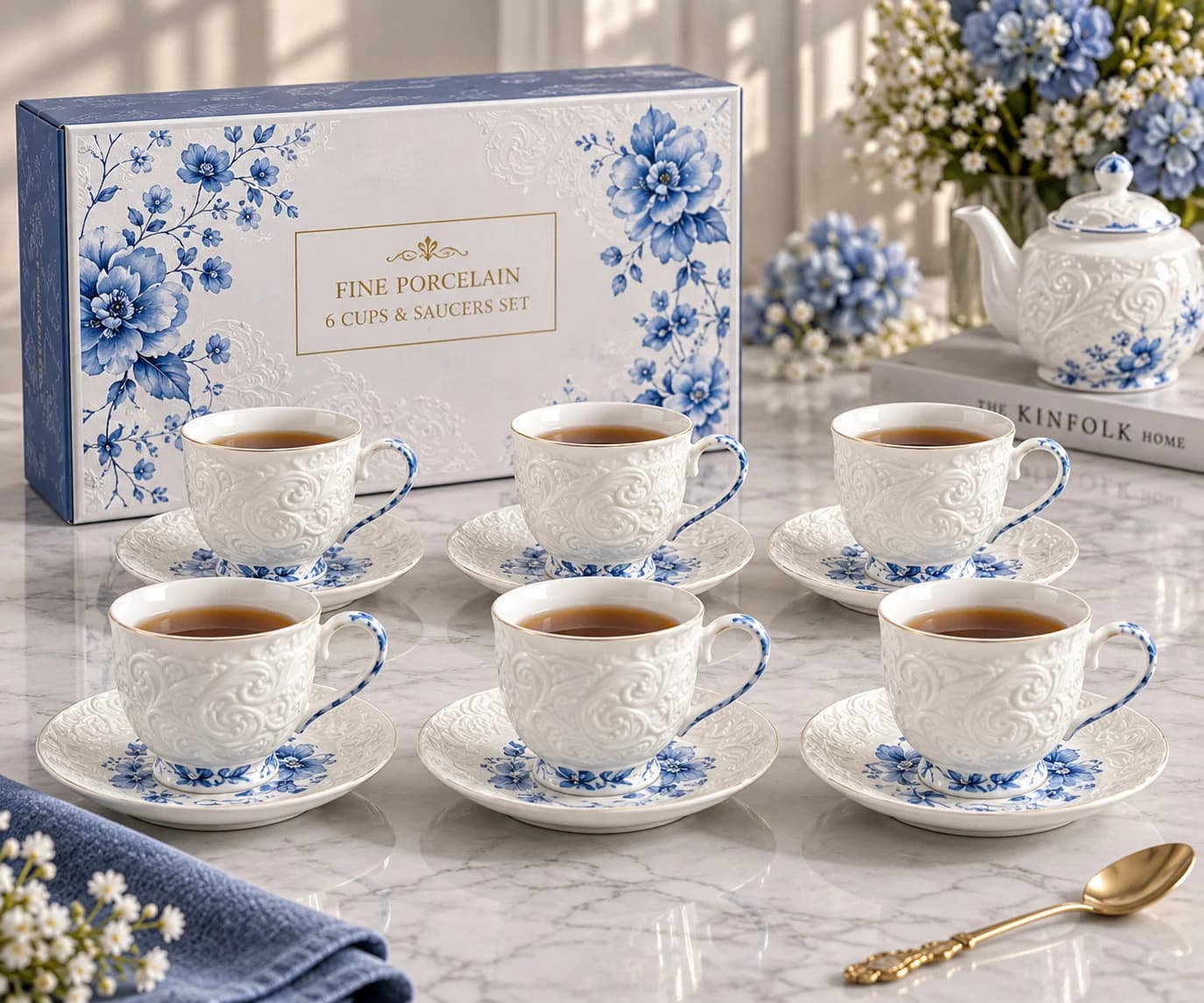 Çay servizi 2776252, 12 əşya, 6 nəfərlik, farfor, 90 ml, ağ