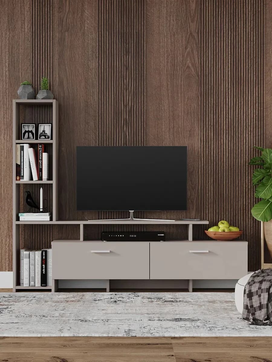 TV üçün tumba Yagmur, laminat, bej, 135x25x112 sm