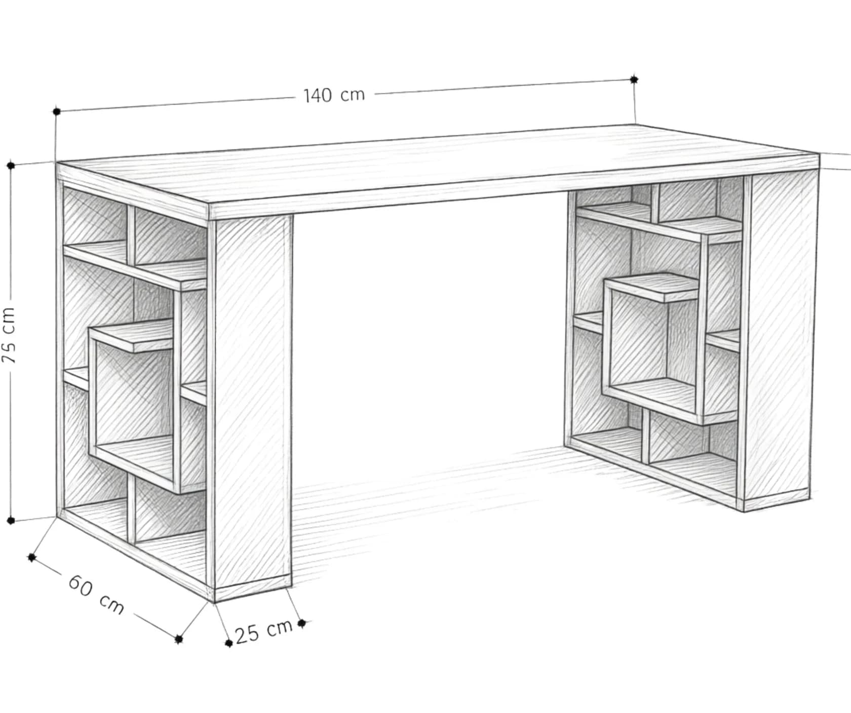 Yazı masası 15460, laminat, 140x75x60 sm, qəhvəyi — изображение 2