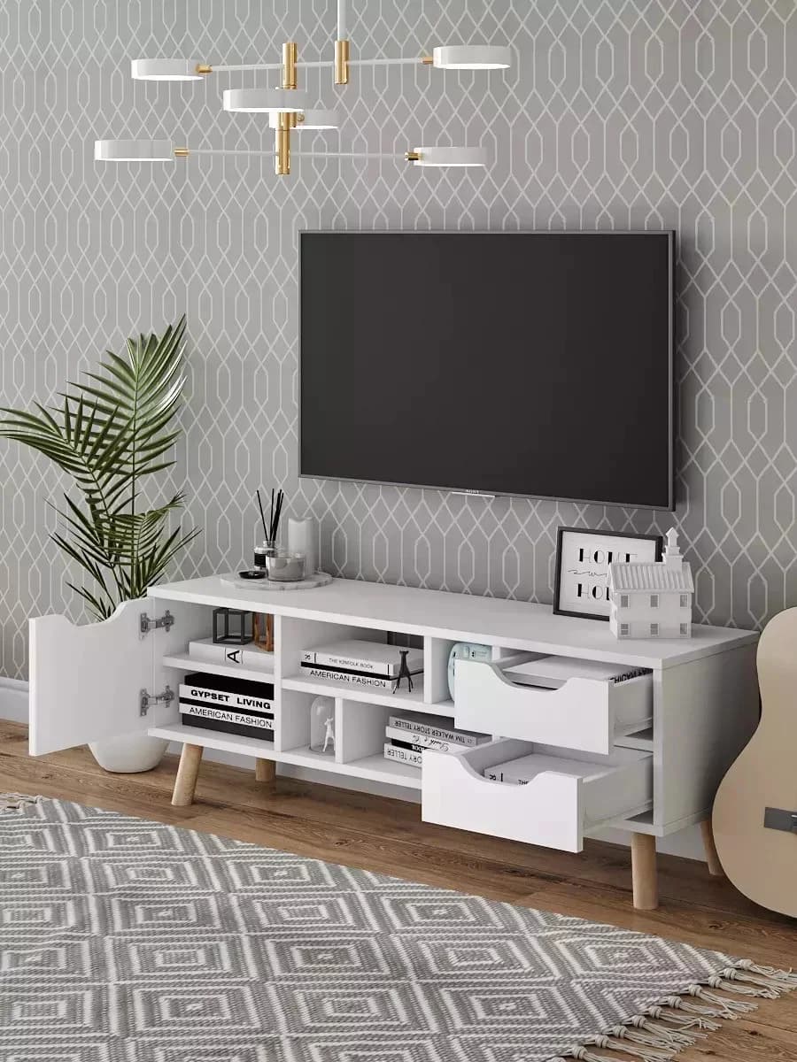 TV üçün tumba 31, laminat, ağ, 39.5х30.1х110.2 sm — изображение 3