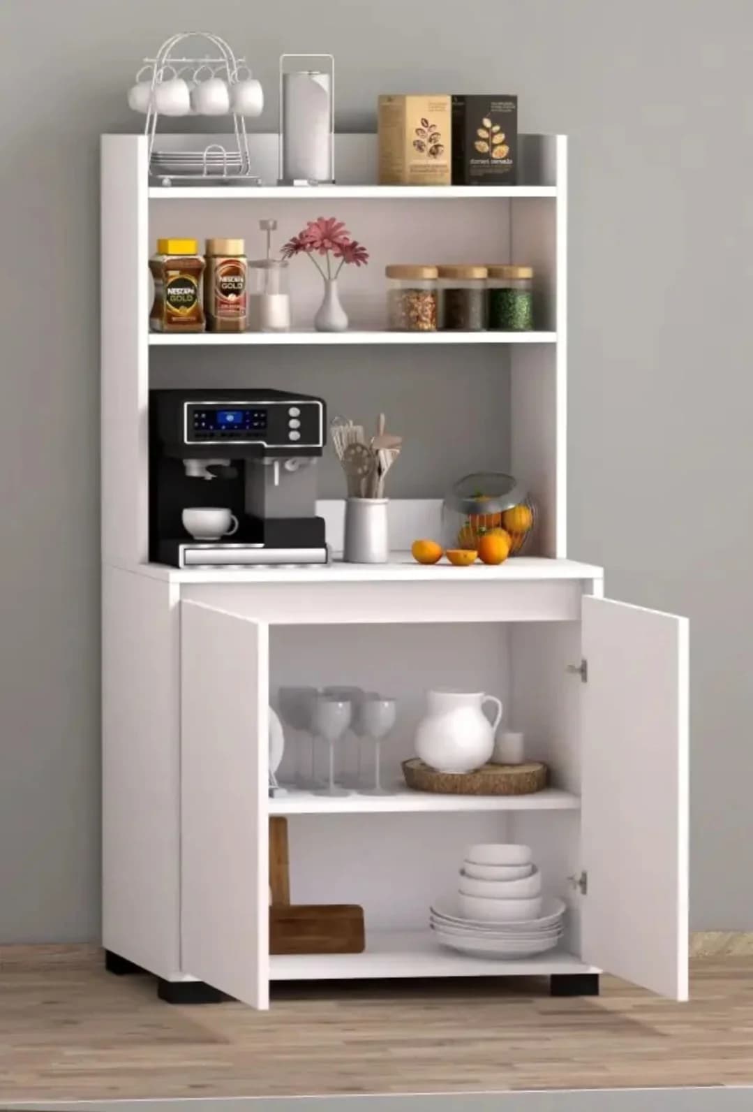Mətbəx üçün bufet SO003, laminat, ağ, 155x80x35 sm
