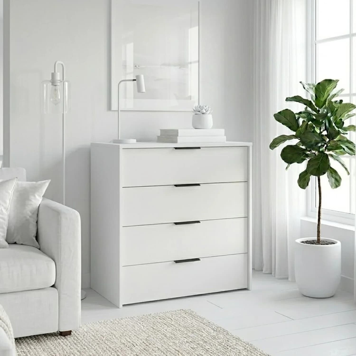 Komod MB, laminat, ağ, 80x80x40 sm
