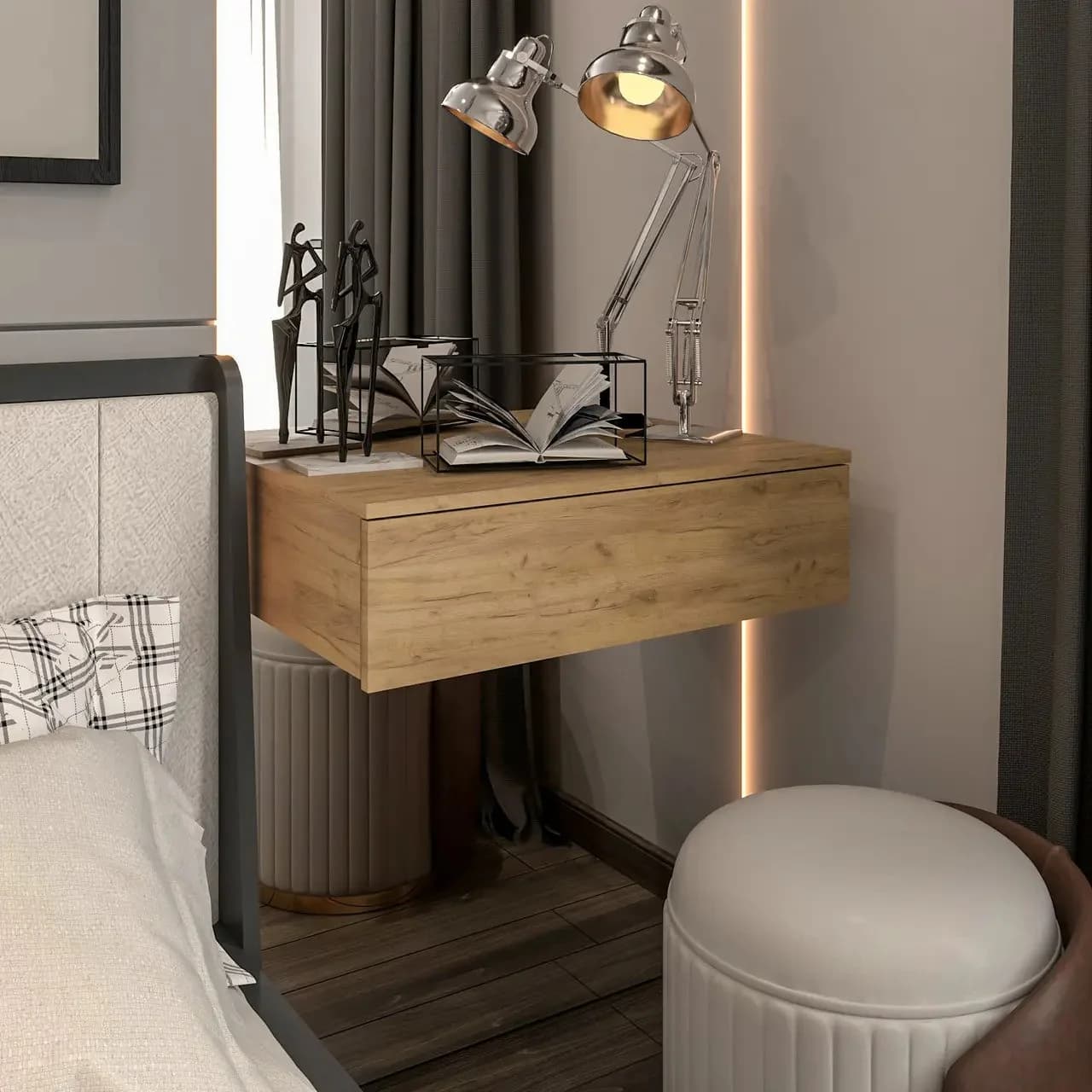 Makiyaj masası 8239, bej, laminat, 20х31х70 sm