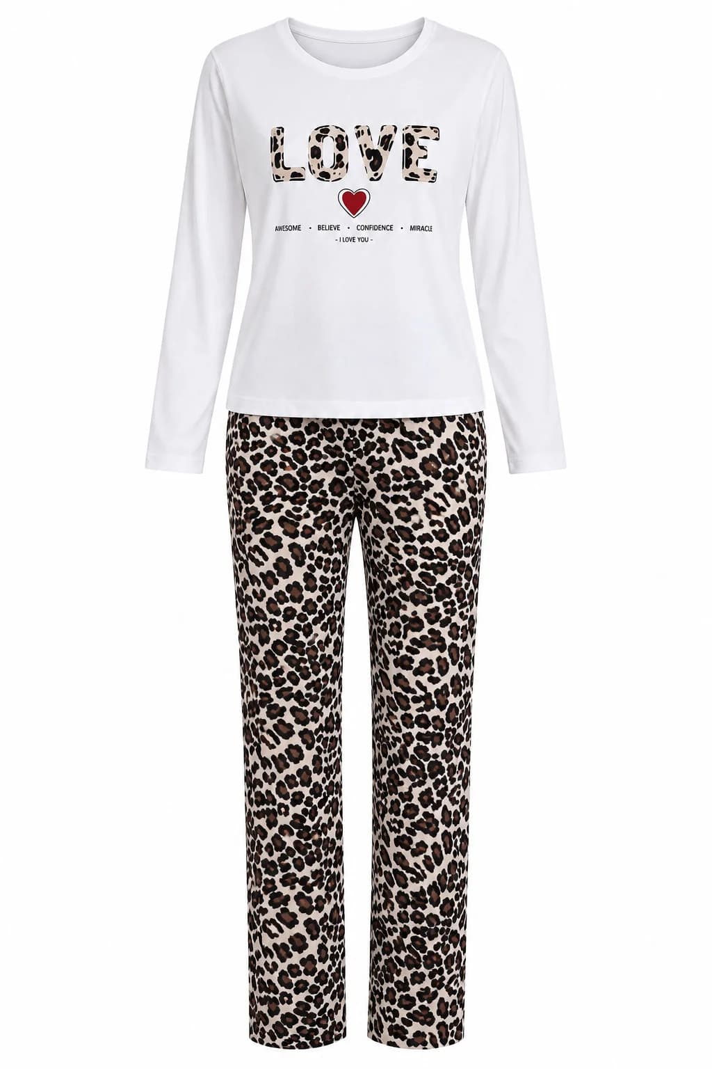 Qadınlar üçün şalvarlı pijama dəsti K-05, rəngbərəng, poliester, ölçü M