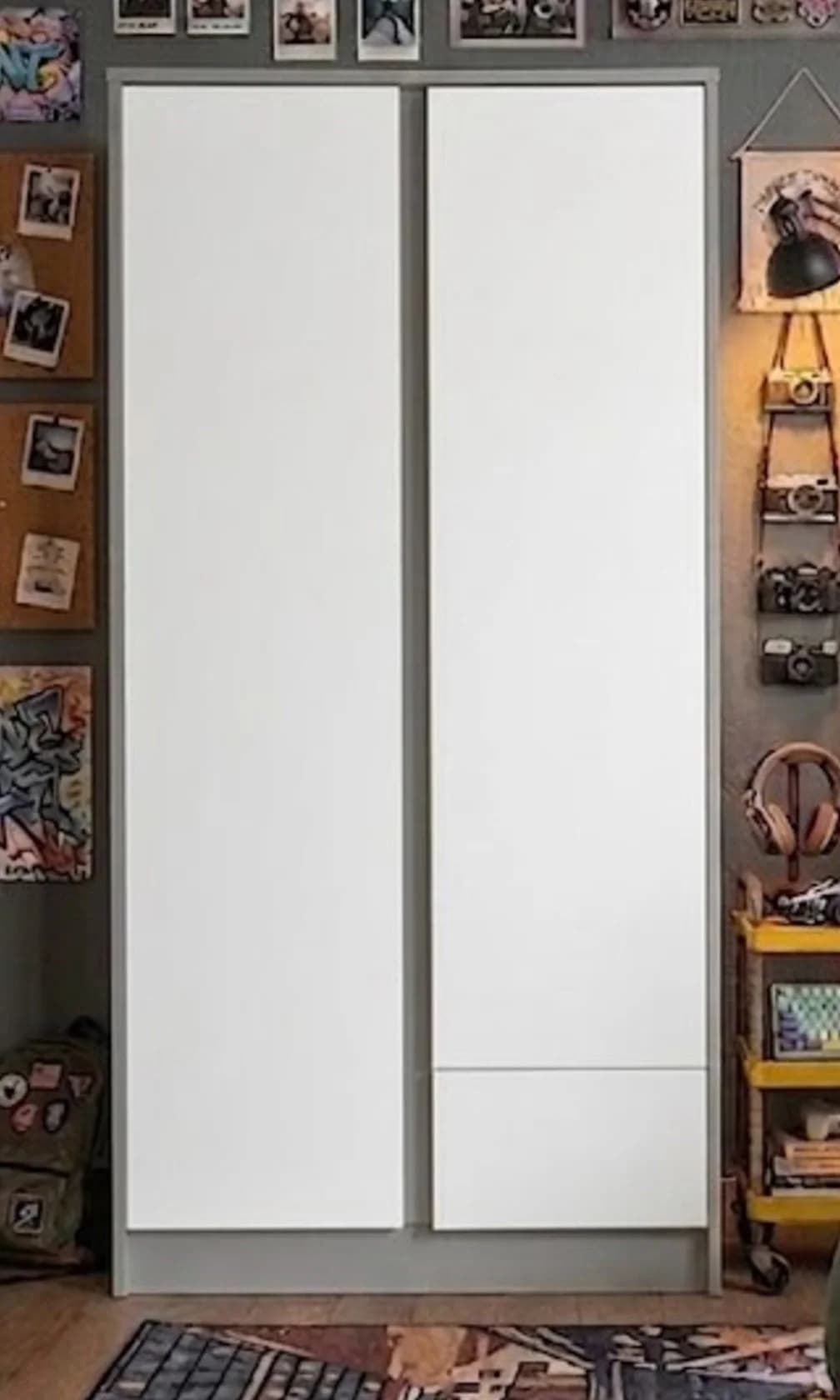 Döşəməüstü dolab, Laminat, Boz/Ağ, 180x75x50 sm