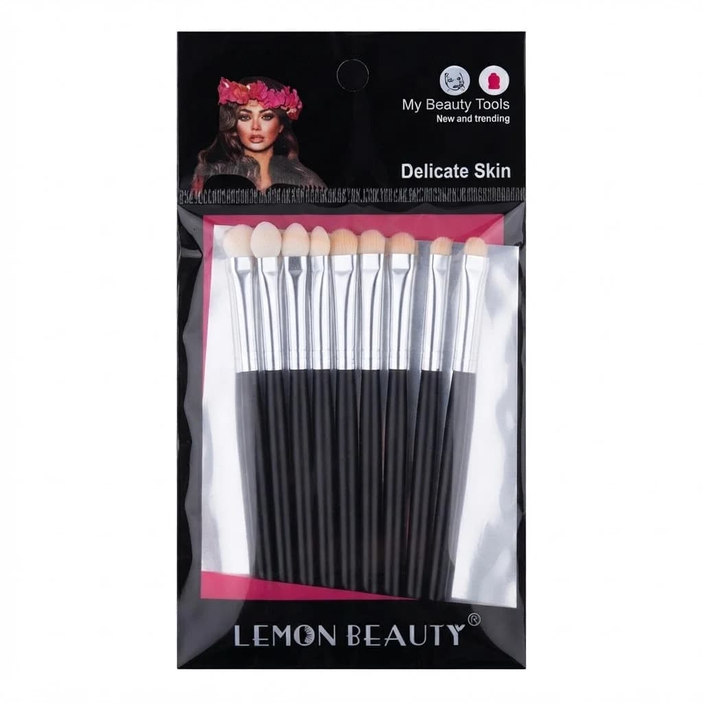 Fırça dəsti makiyaj üçün Lemon Beauty, 10 əd
