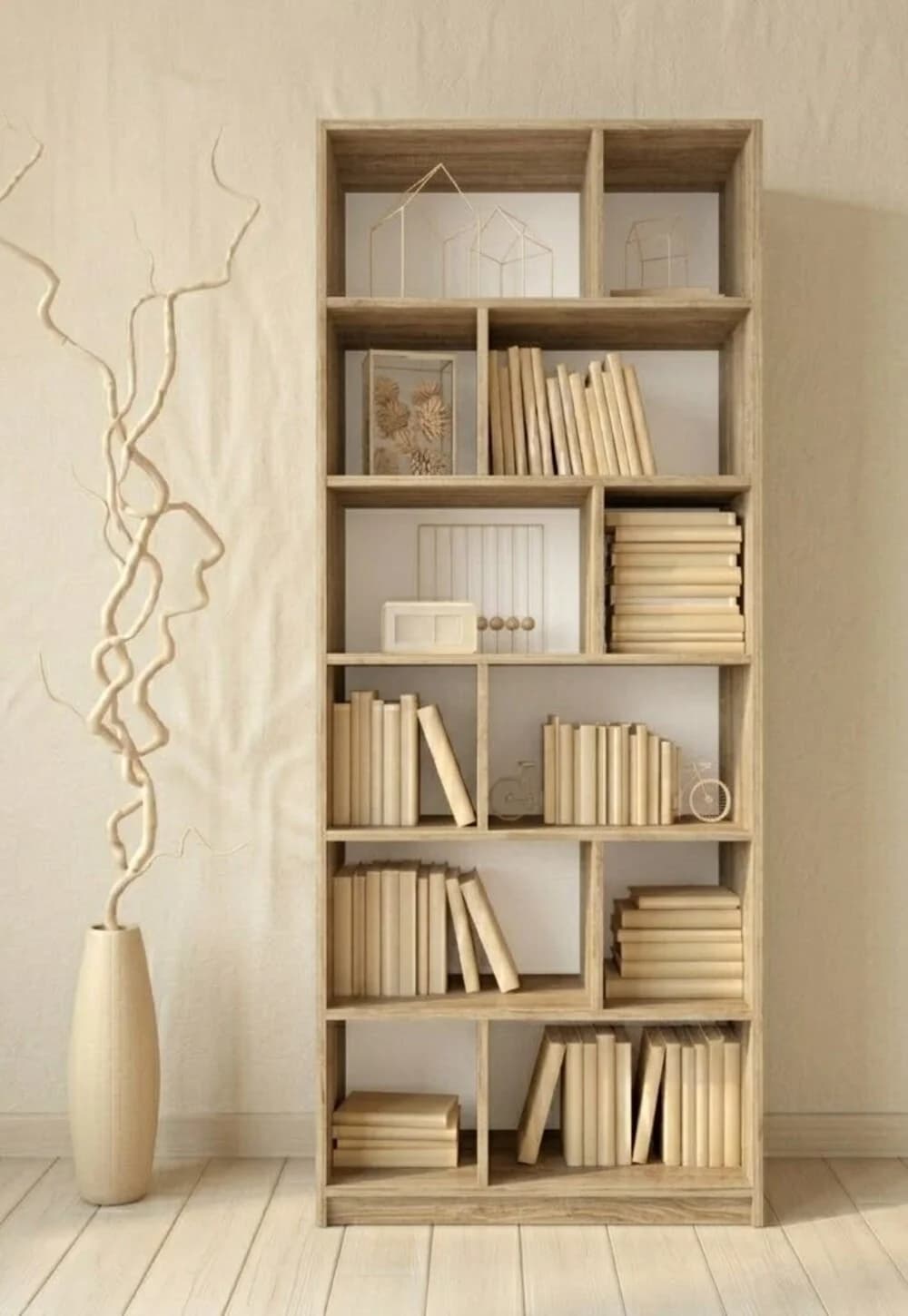Stellaj MB7, laminat, 210x90x30 sm, açıq qəhvəyi
