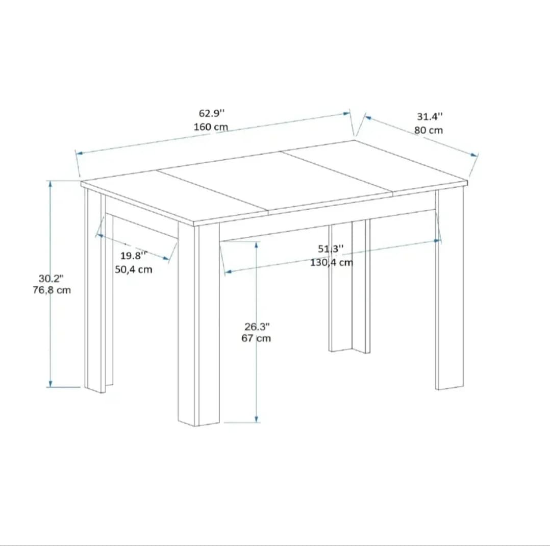 Nahar Masası SO007, laminat, krem, 160x80x76.8 sm — изображение 4