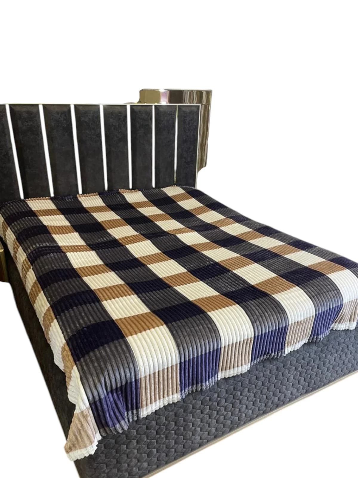 Yataq örtüyü Bamboo model 13.20, yeni model, yaz-yay-payız fəsilli, bambuk materiallı, kletka (şahmat) naxışlı - GS_1_021