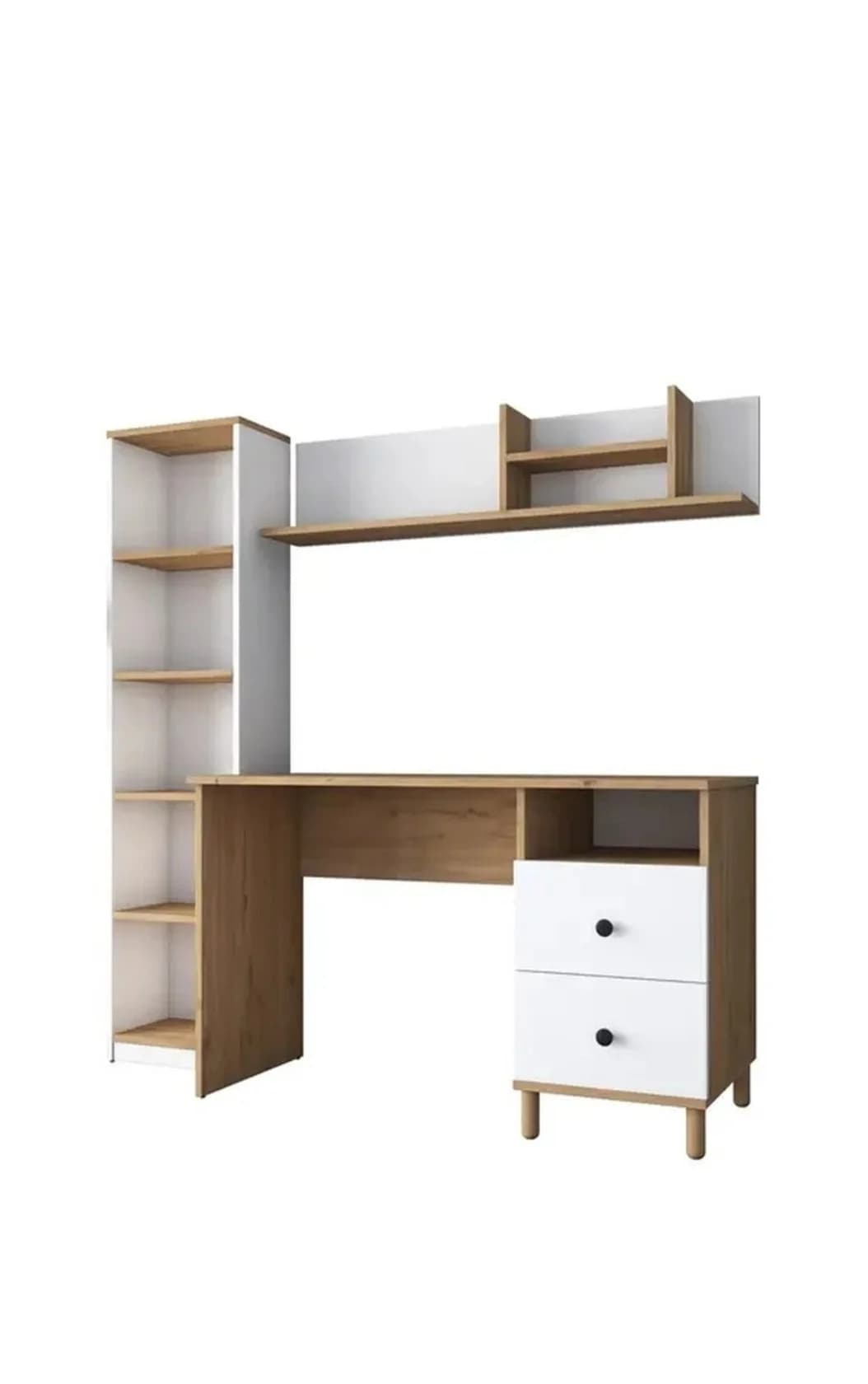 Kompüter masası S000, laminat, palıd ağacı/ağ, 50x161x160 sm