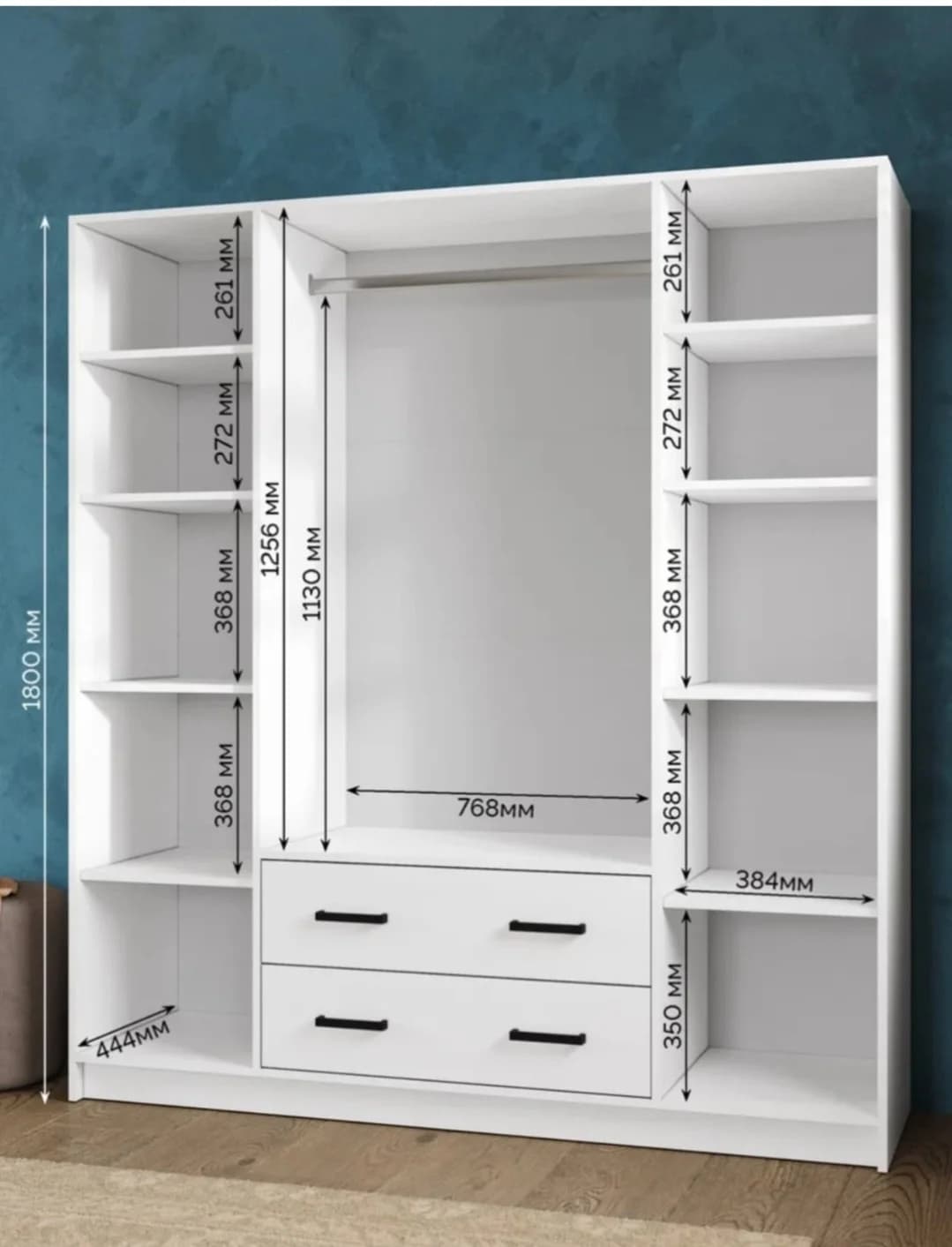 Şkaf S0123, laminat, ağ, 180x160x45 sm — image 2