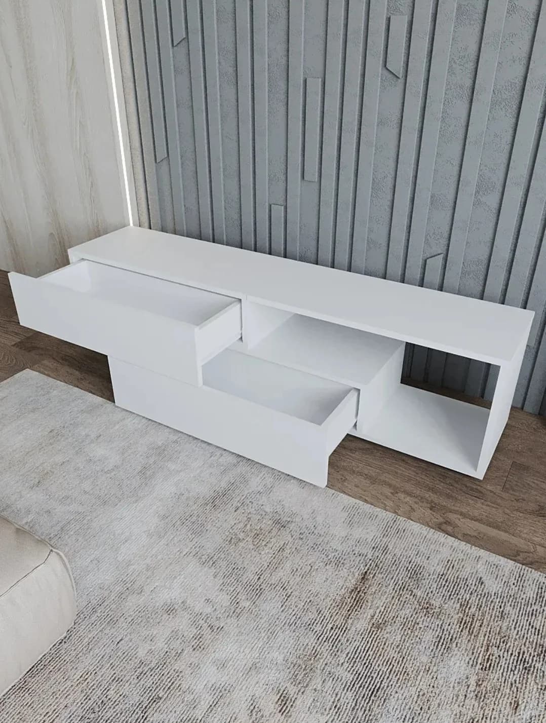 TV üçün tumba SO 003, laminat, ağ — image 8