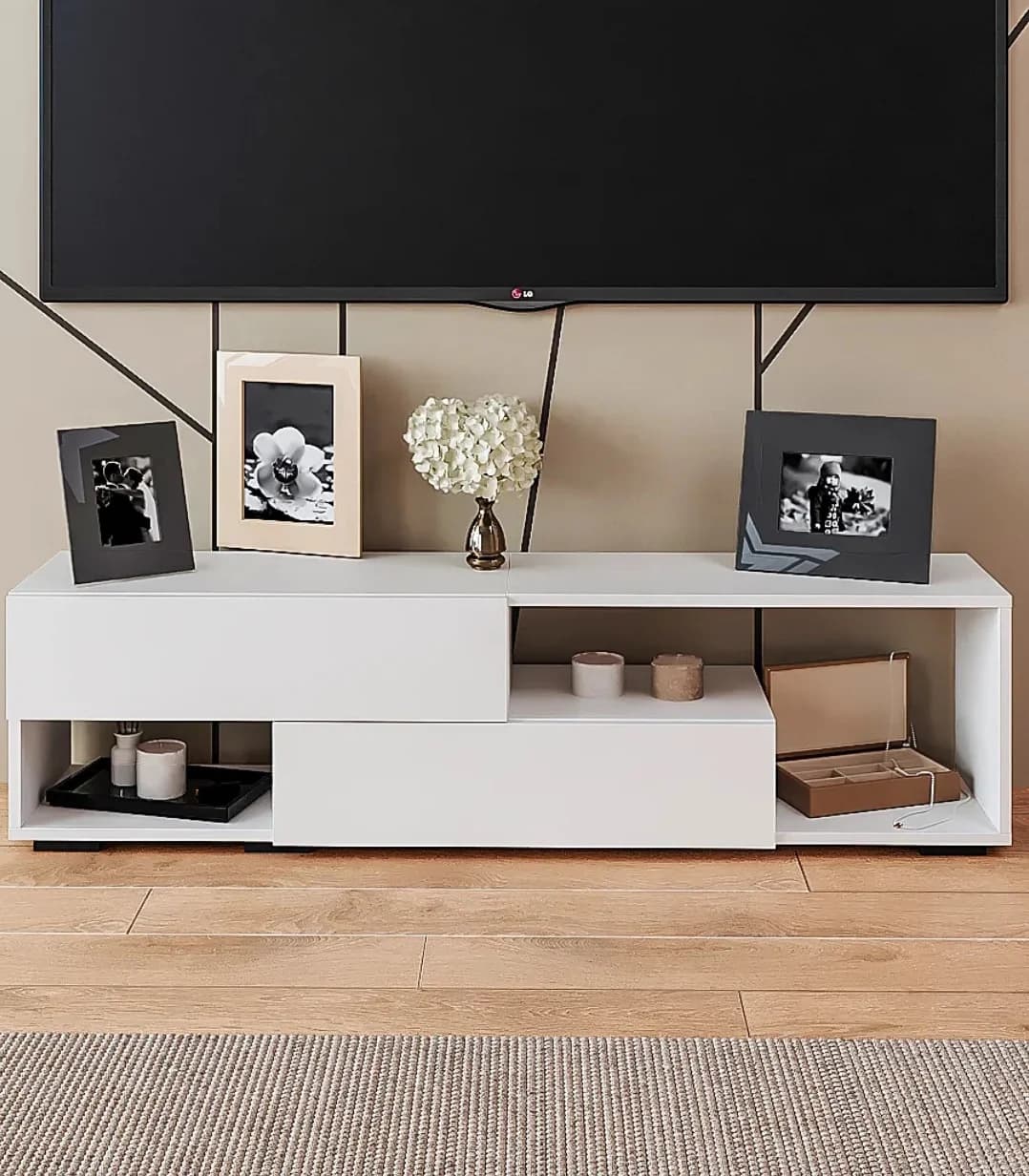 TV üçün tumba SO 003, laminat, ağ — image 3