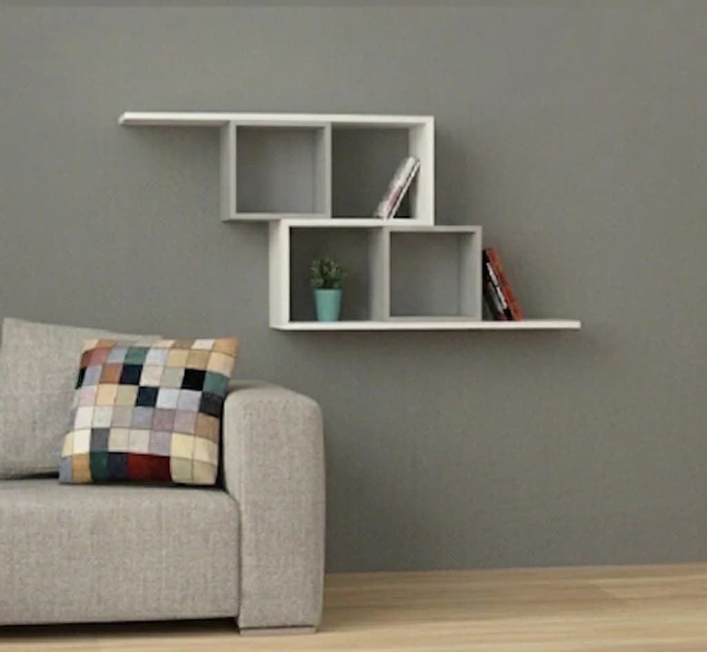 Rəflər MB853, laminat, ağ/boz, 100x60x25 sm
