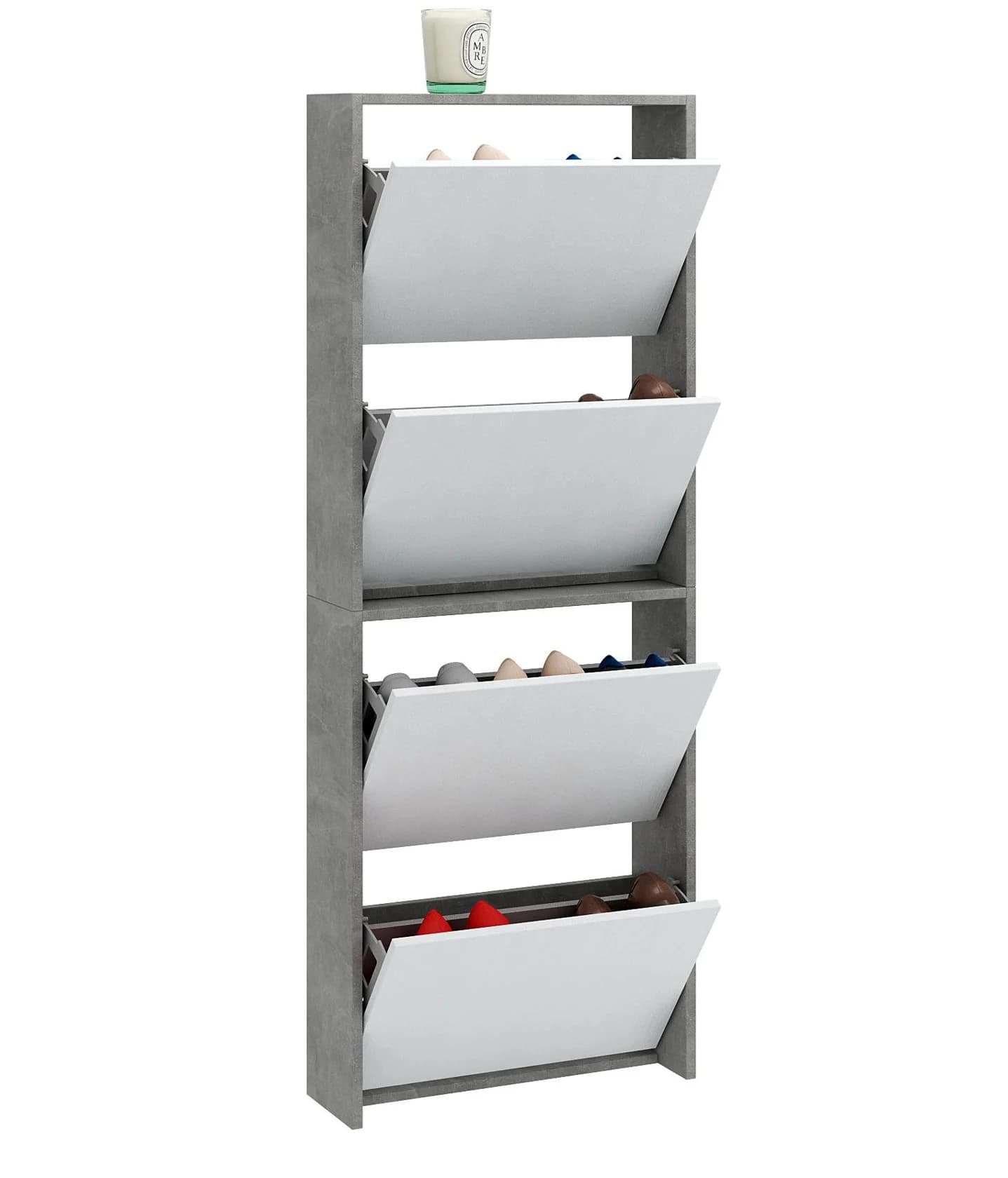 Ayaqqabı üçün tumba Yagmur Laminat Boz/Ağ 154x52x22 sm 4 əd ayaqqabi dolabi78 — image 2