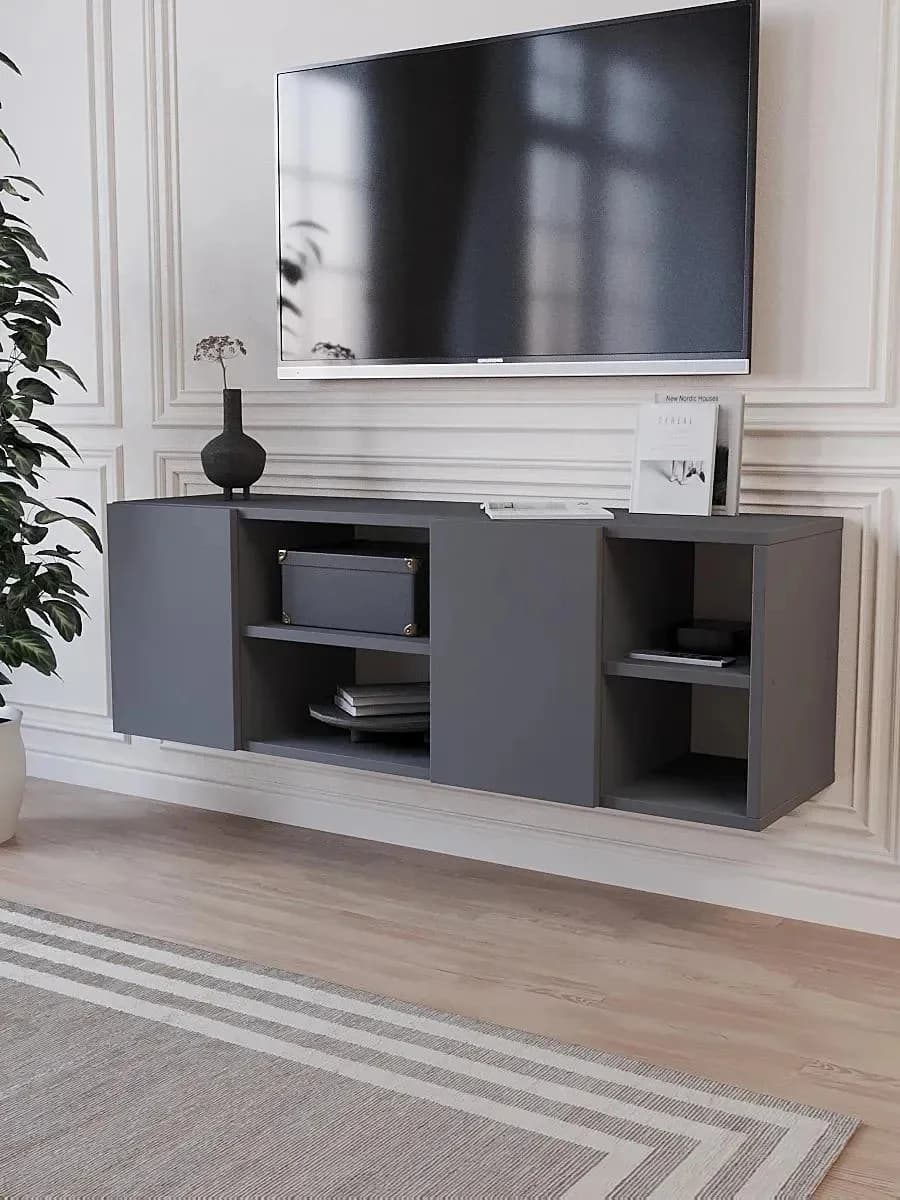 TV üçün tumba Yagmur, laminat, antrasit, 105x30.1x36.1 sm