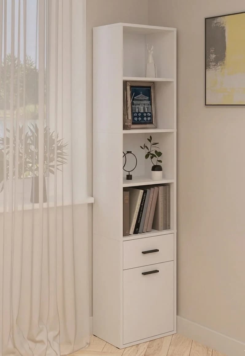 Kitablar üçün şkaf MB2, laminat, ağ, 180x40x29 sm
